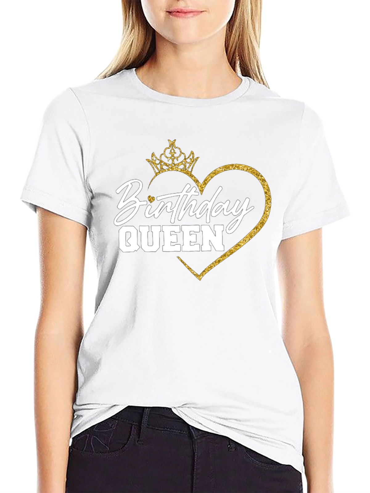Birthday Queen T-Shirt - Gold Glitter Crown