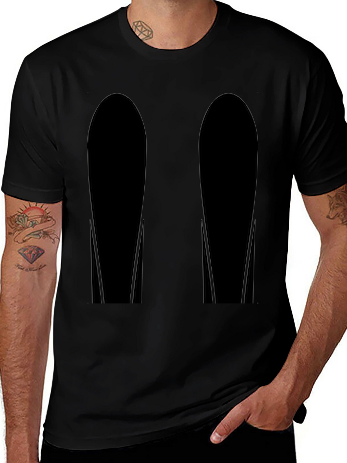 Mens Black Graphic Tee - Abstract Design