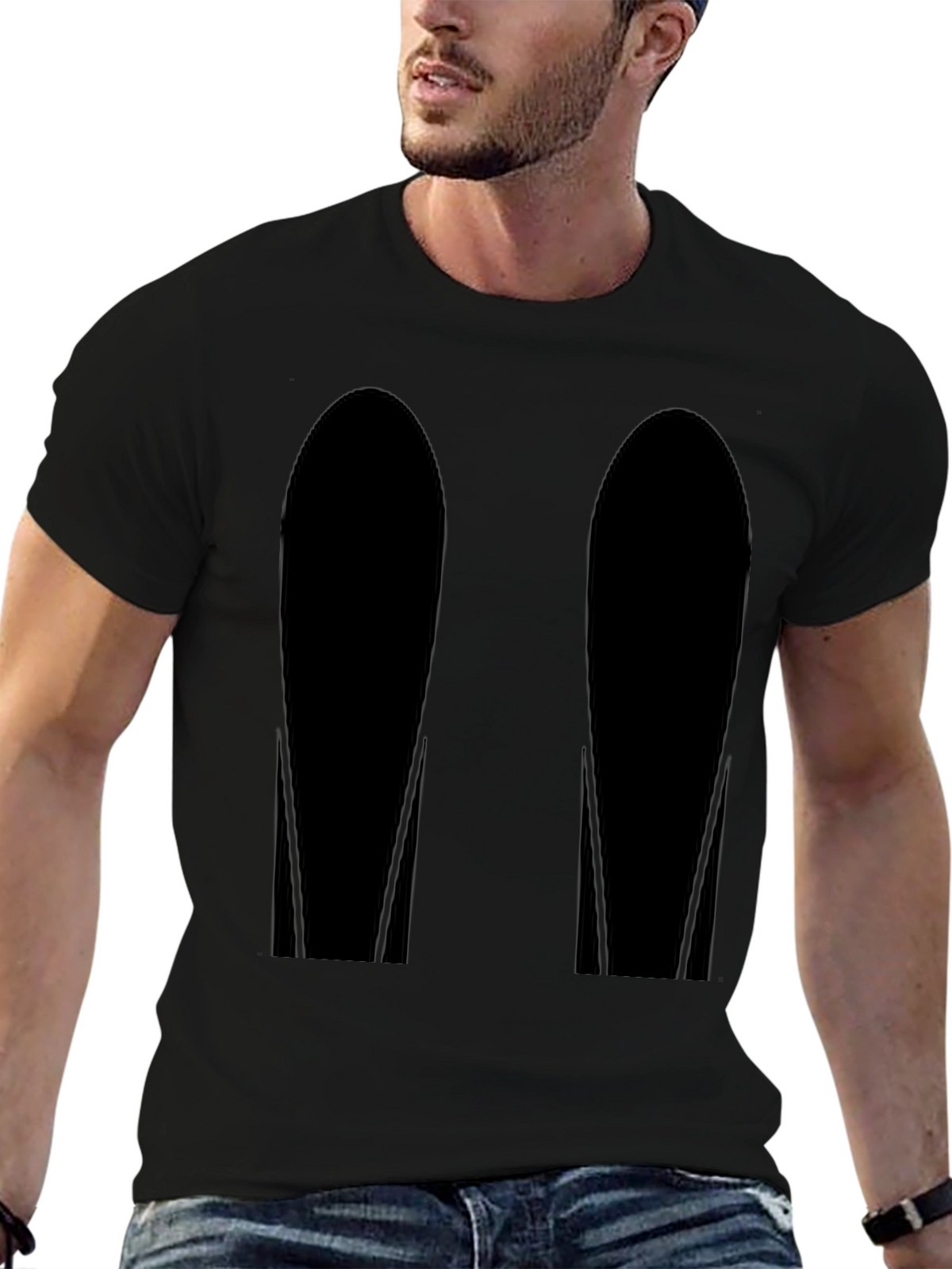 Mens Black Graphic Tee - Abstract Design