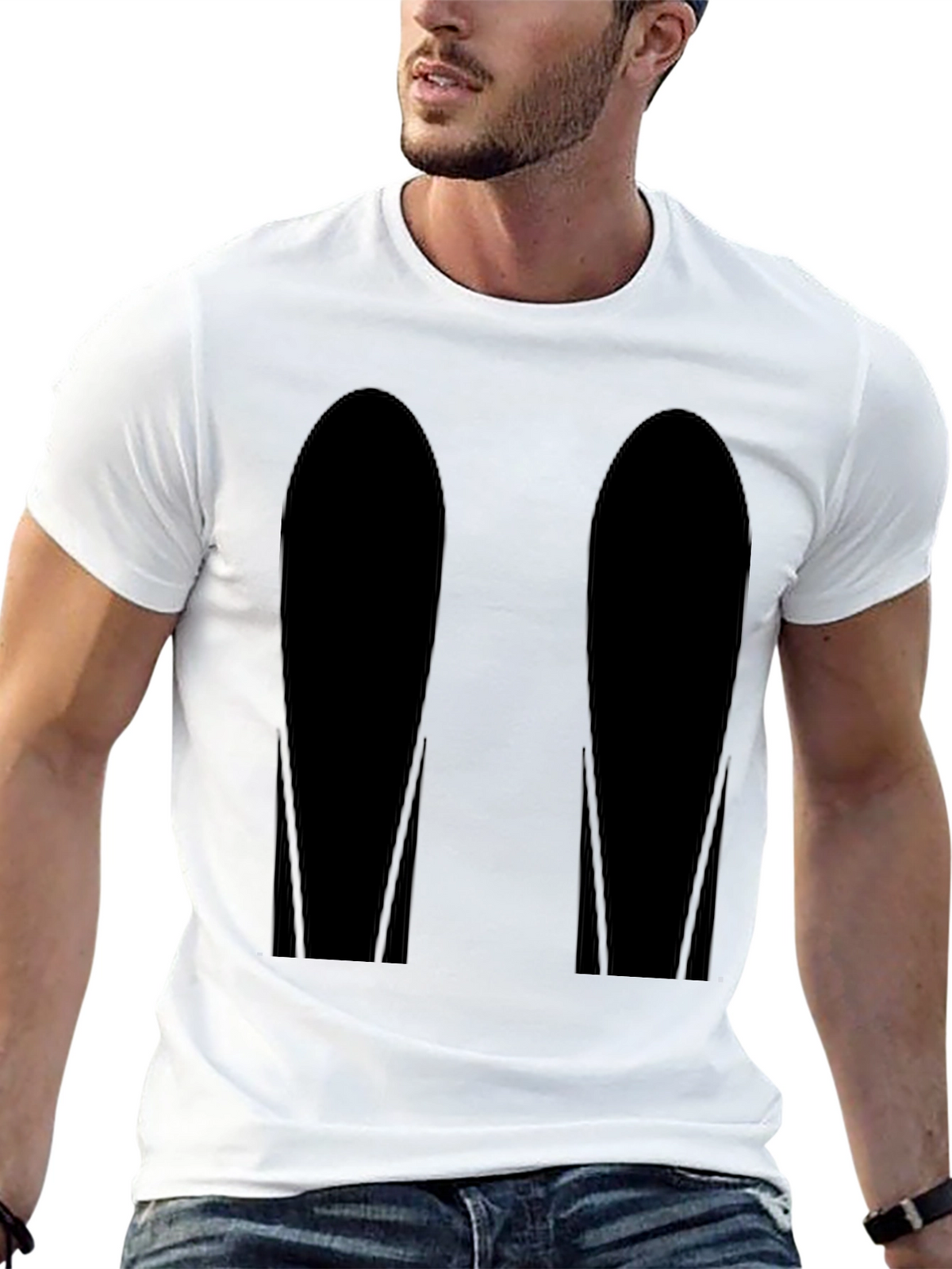 Mens Black Graphic Tee - Abstract Design