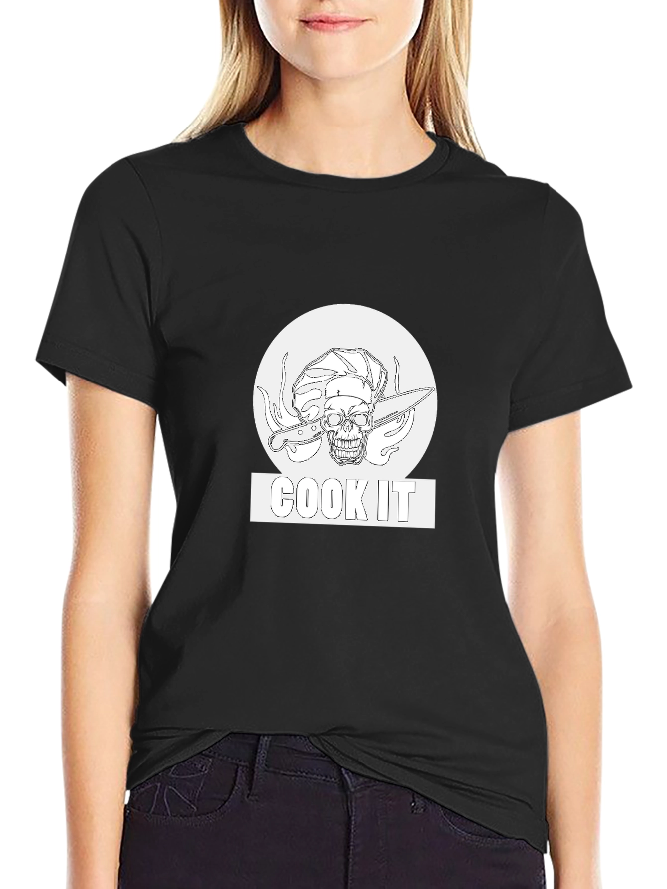 Cook It Skull Chef Black T-Shirt