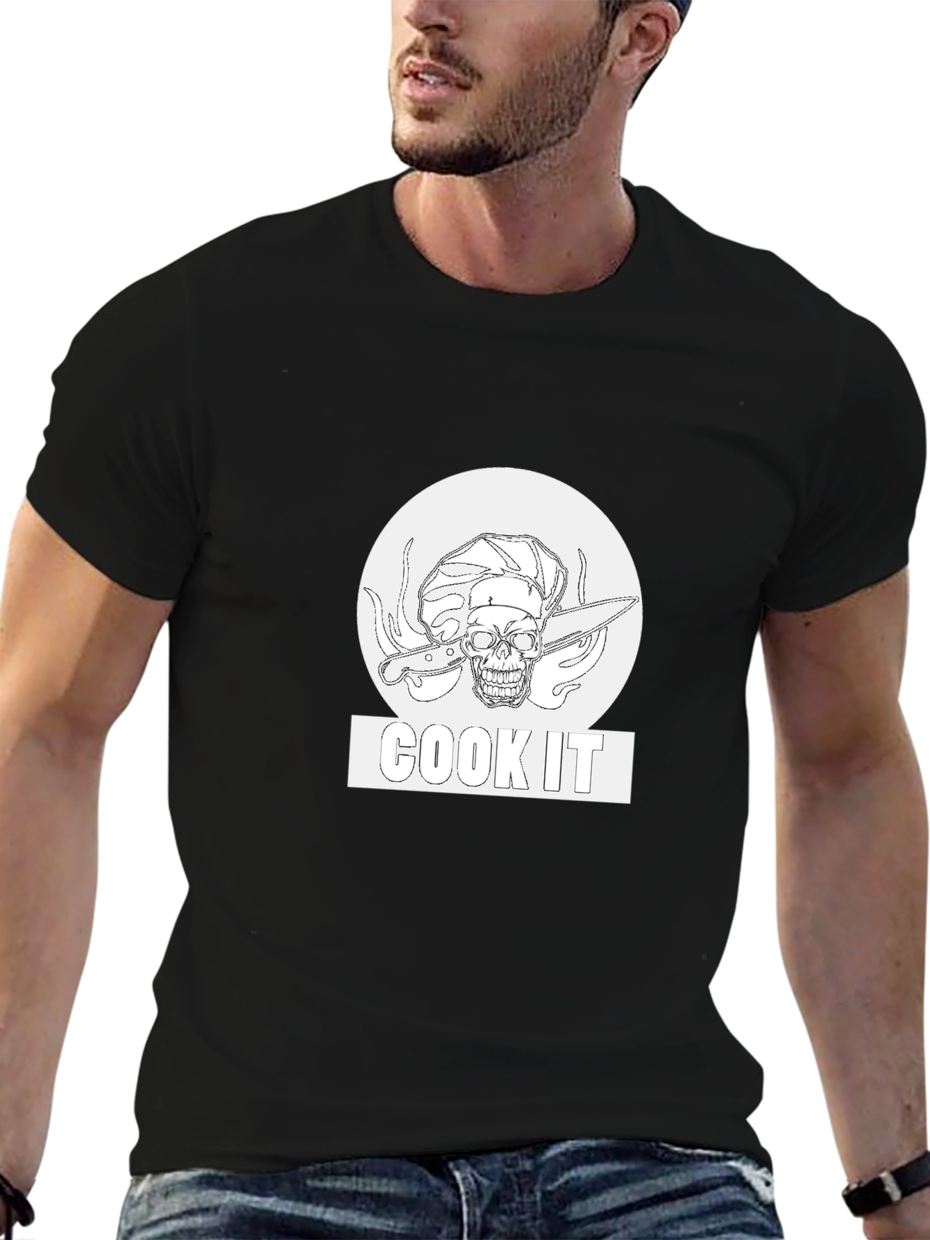 Cook It Skull Chef Black T-Shirt