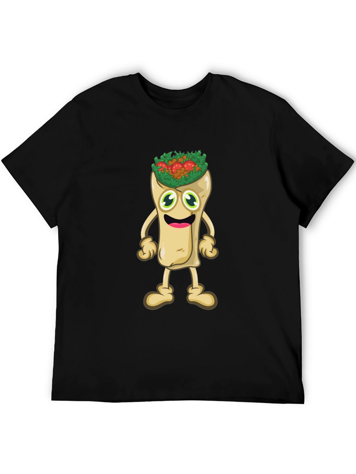 Funny Cartoon Burrito T-Shirt - Black