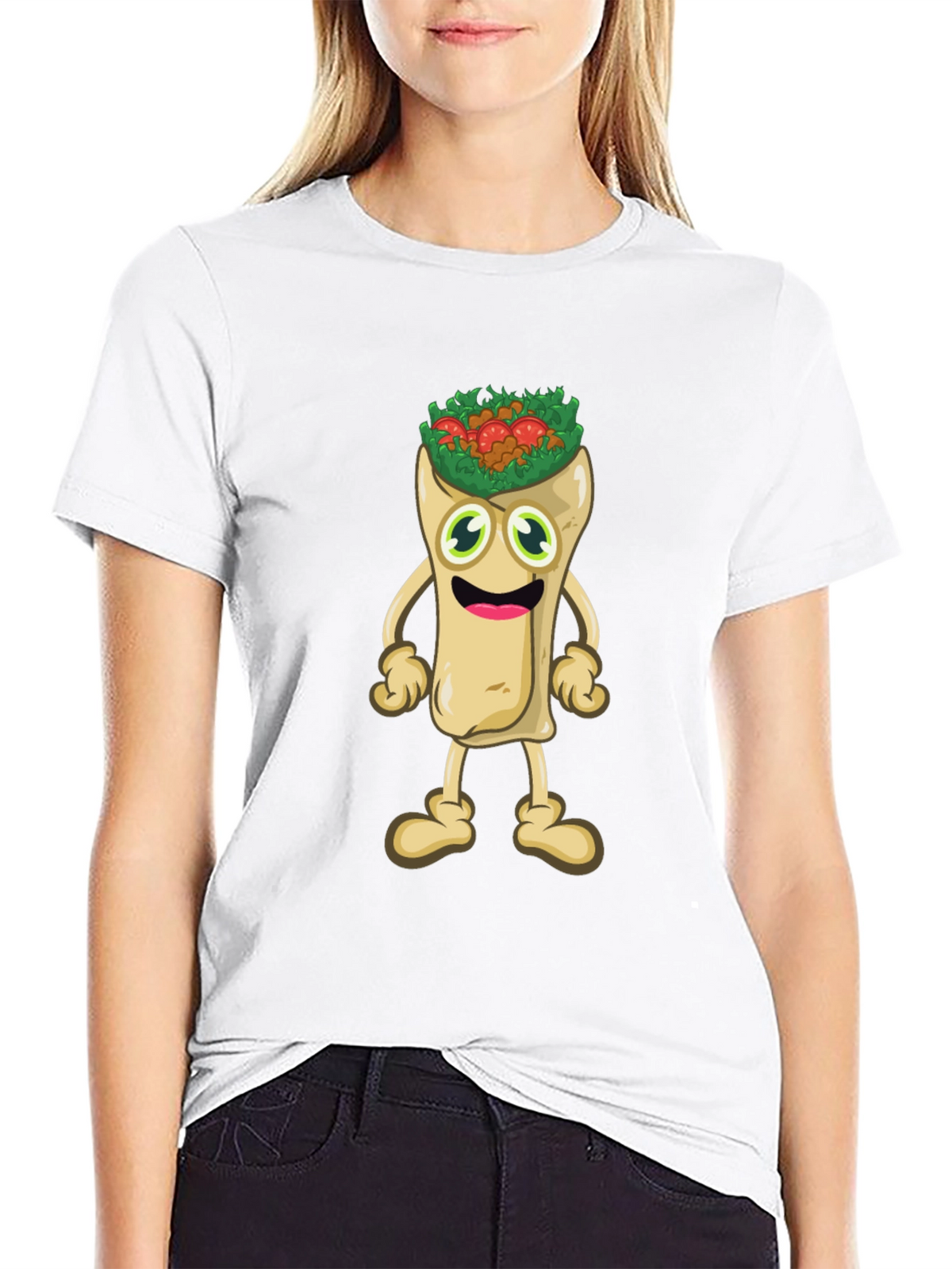 Funny Cartoon Burrito T-Shirt - Black