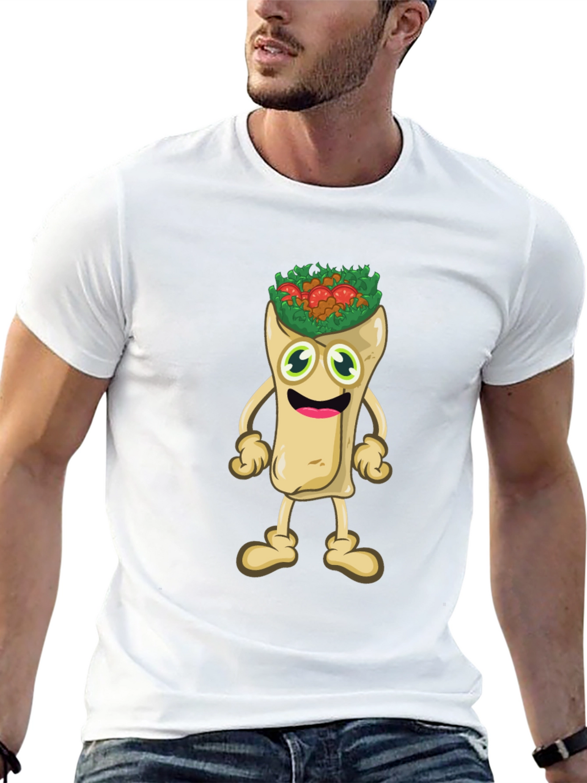 Funny Cartoon Burrito T-Shirt - Black