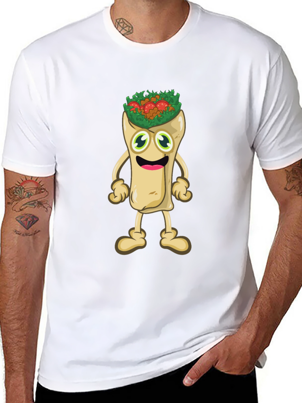 Funny Cartoon Burrito T-Shirt - Black