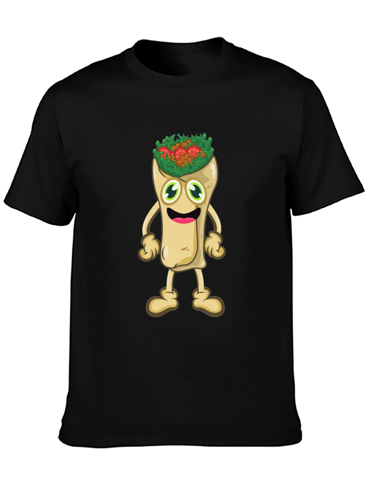 Funny Cartoon Burrito T-Shirt - Black
