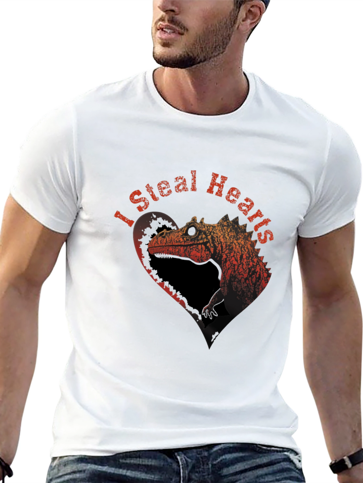 I Steal Hearts T-Shirt - Dinosaur Design