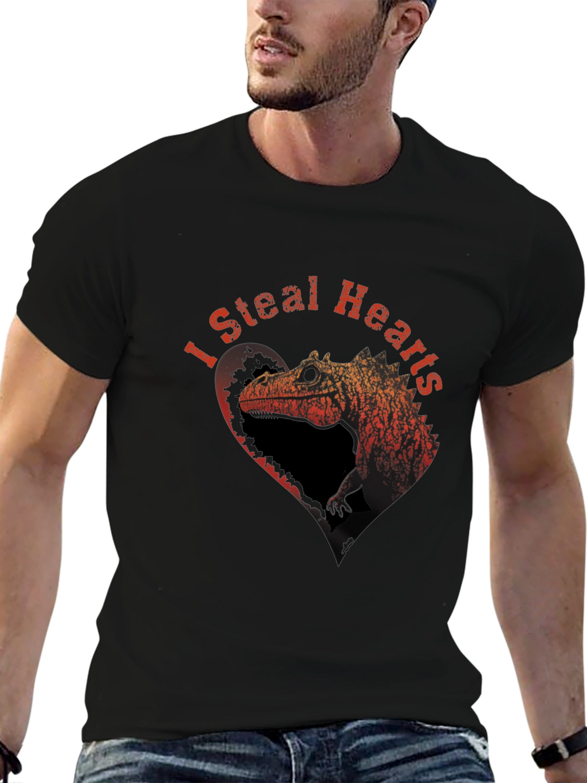 I Steal Hearts T-Shirt - Dinosaur Design