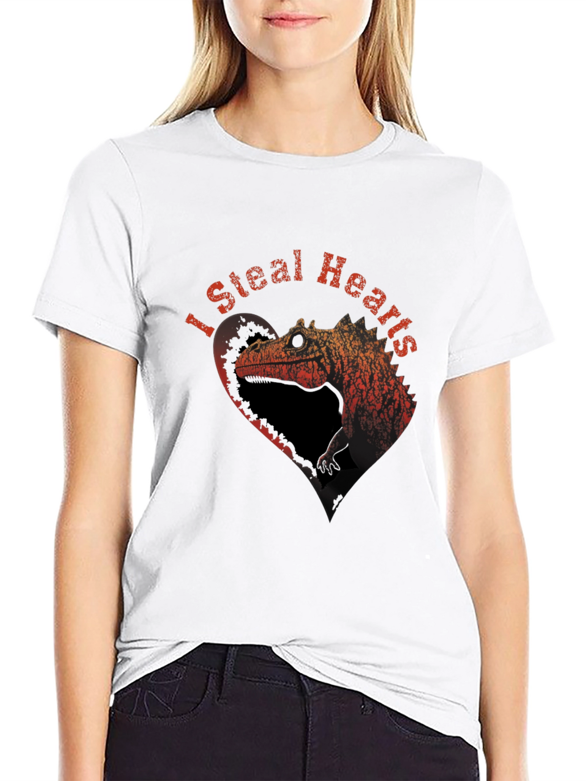 I Steal Hearts T-Shirt - Dinosaur Design