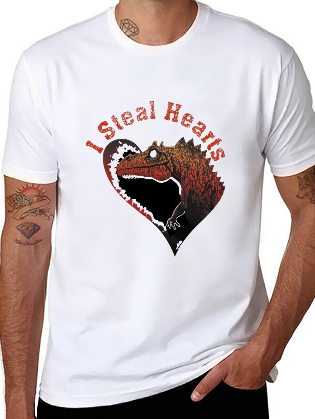 I Steal Hearts T-Shirt - Dinosaur Design