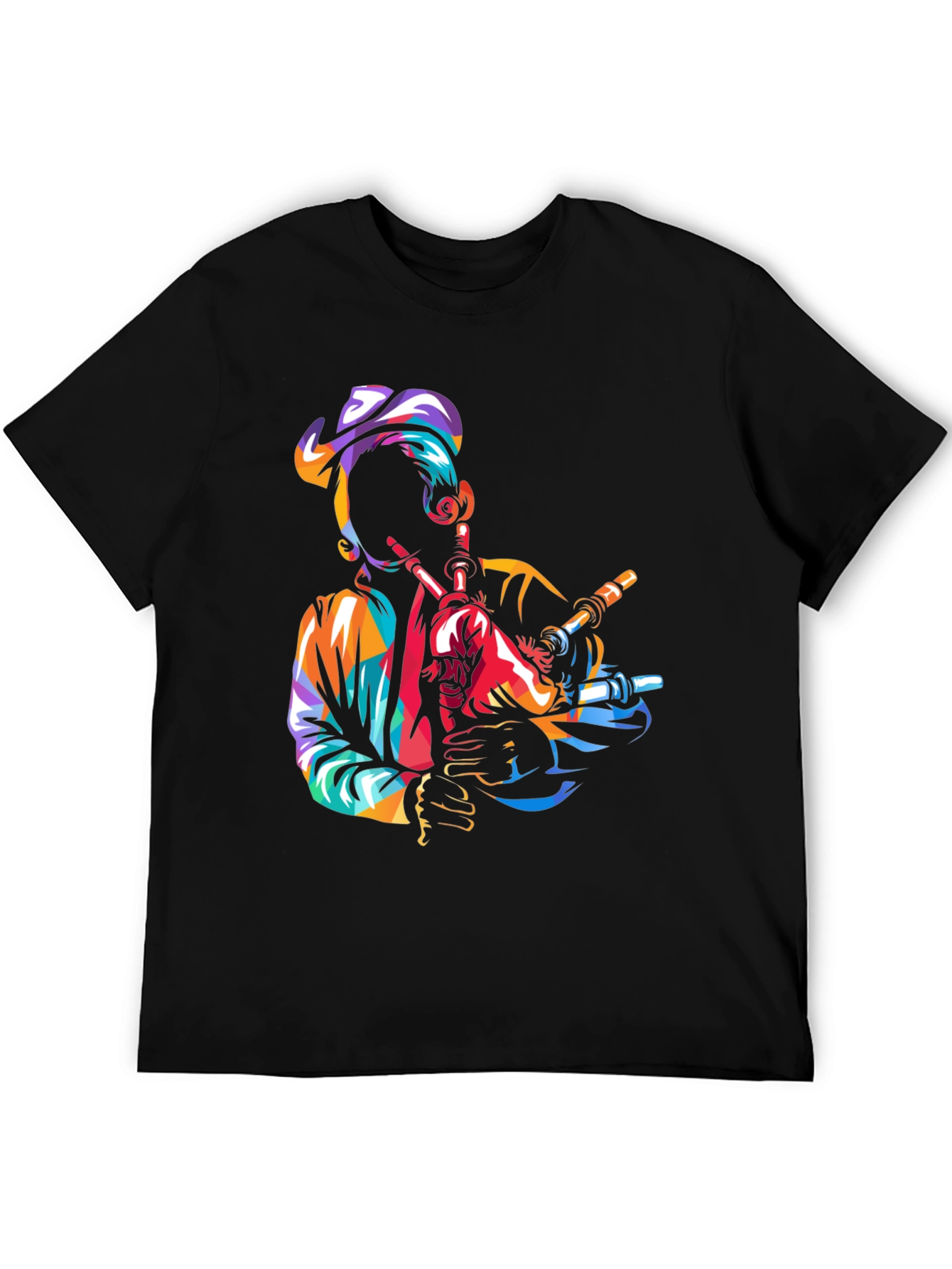 Bagpiper Graphic Tee - Black Cotton T-Shirt