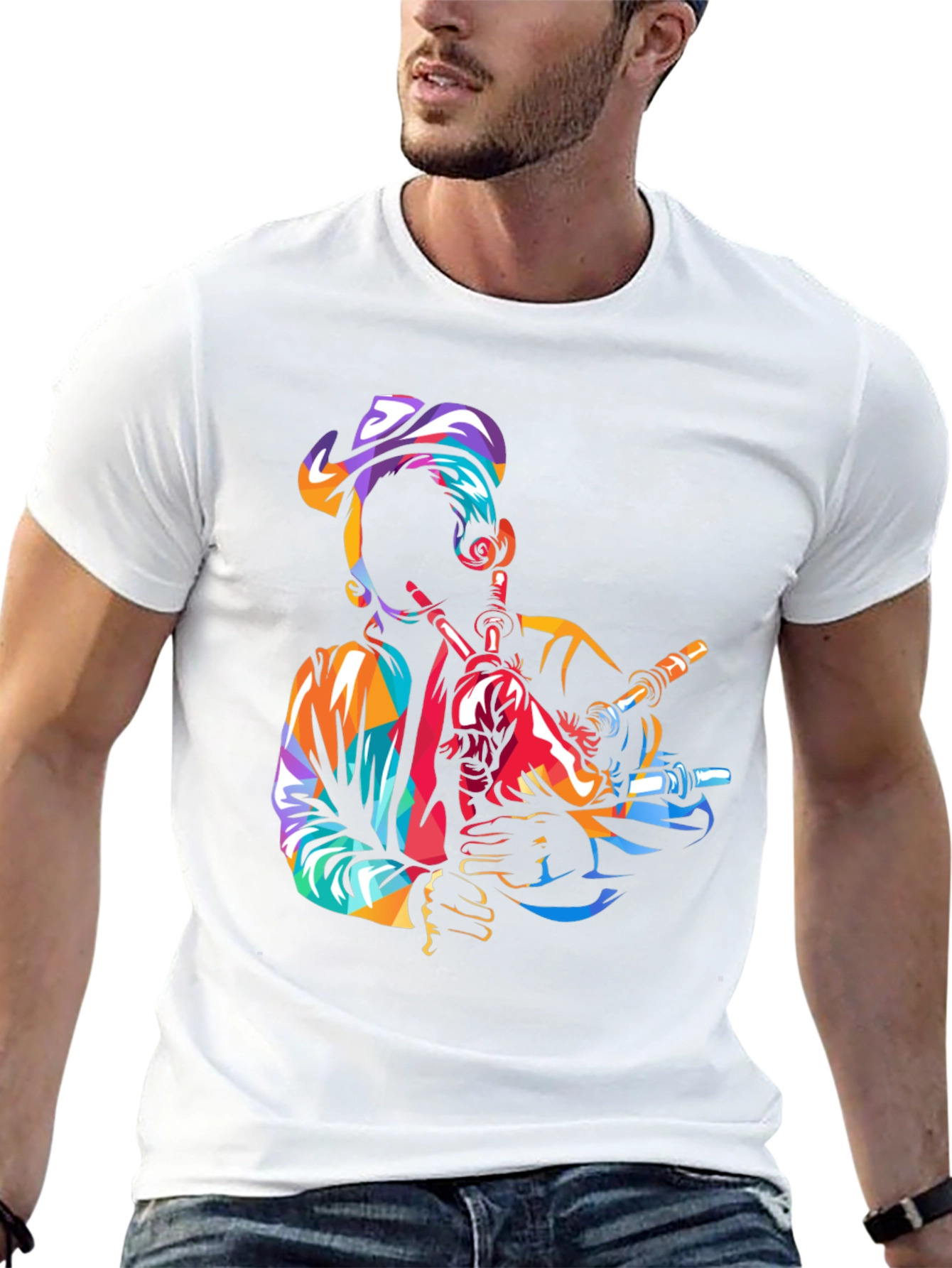 Bagpiper Graphic Tee - Black Cotton T-Shirt