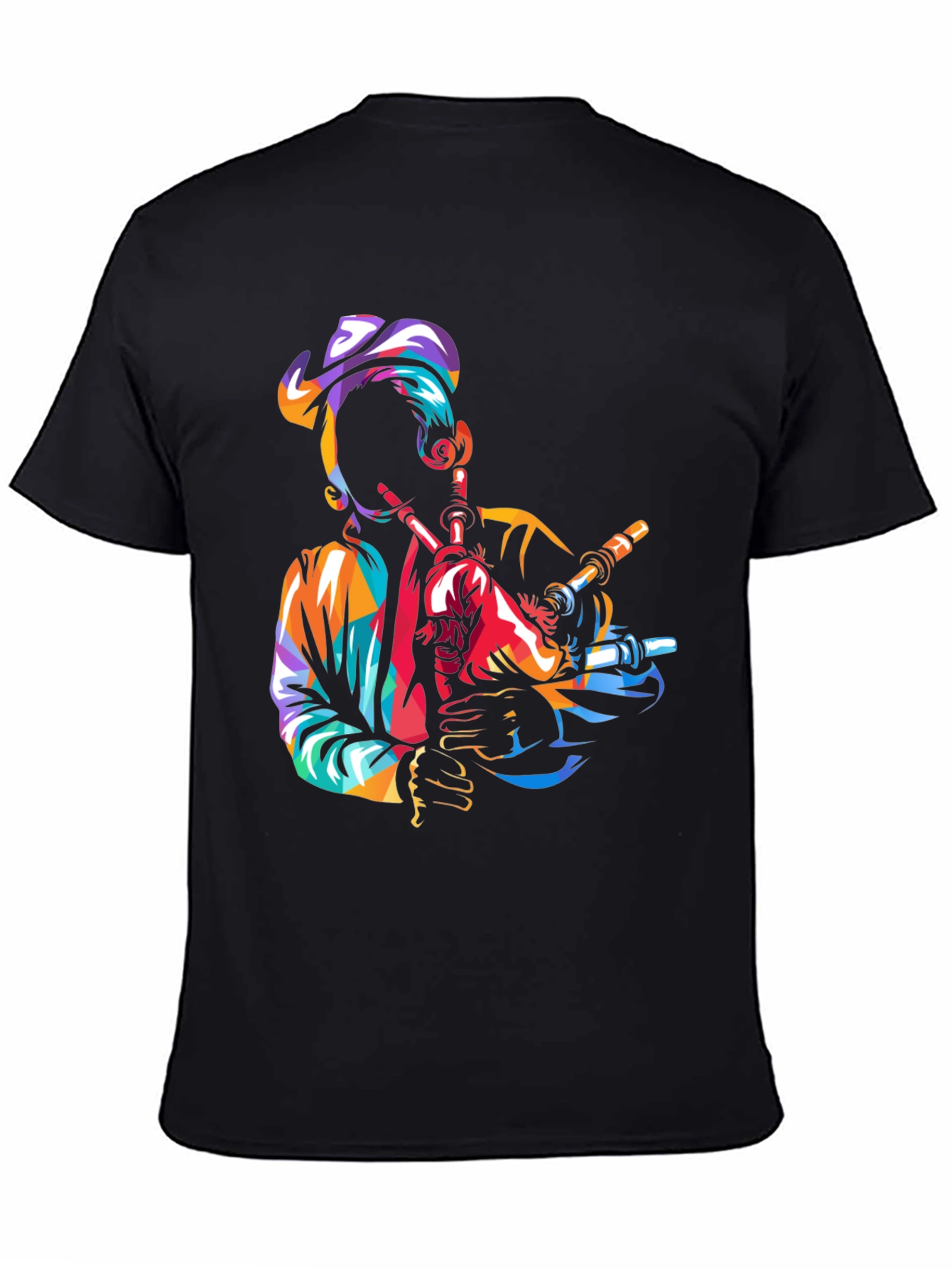 Bagpiper Graphic Tee - Black Cotton T-Shirt
