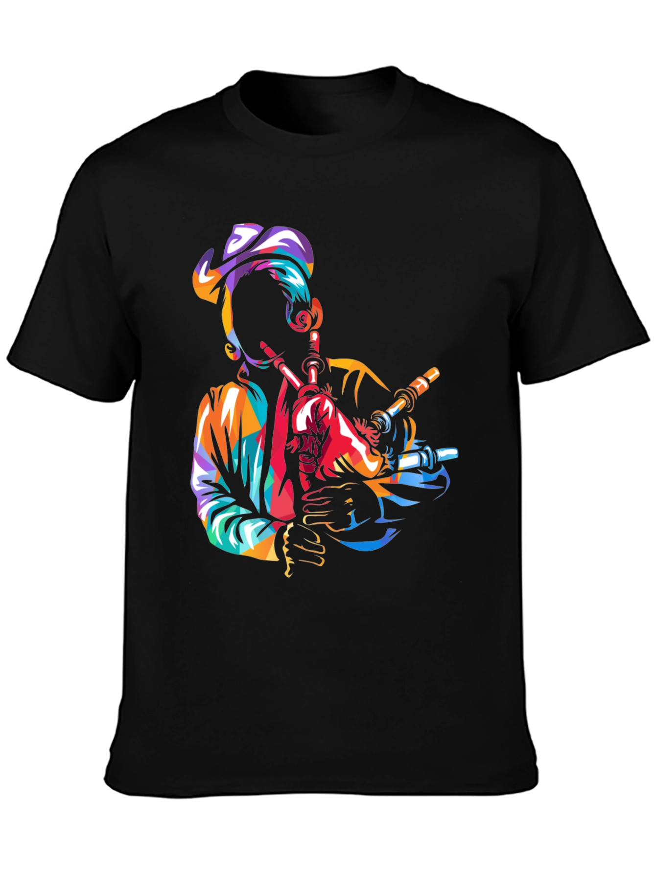 Bagpiper Graphic Tee - Black Cotton T-Shirt