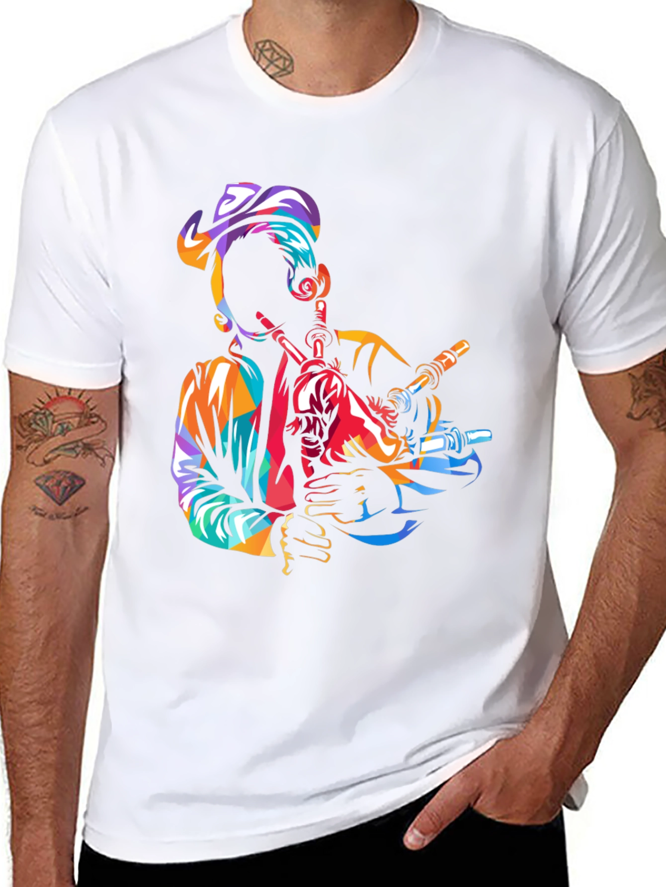 Bagpiper Graphic Tee - Black Cotton T-Shirt