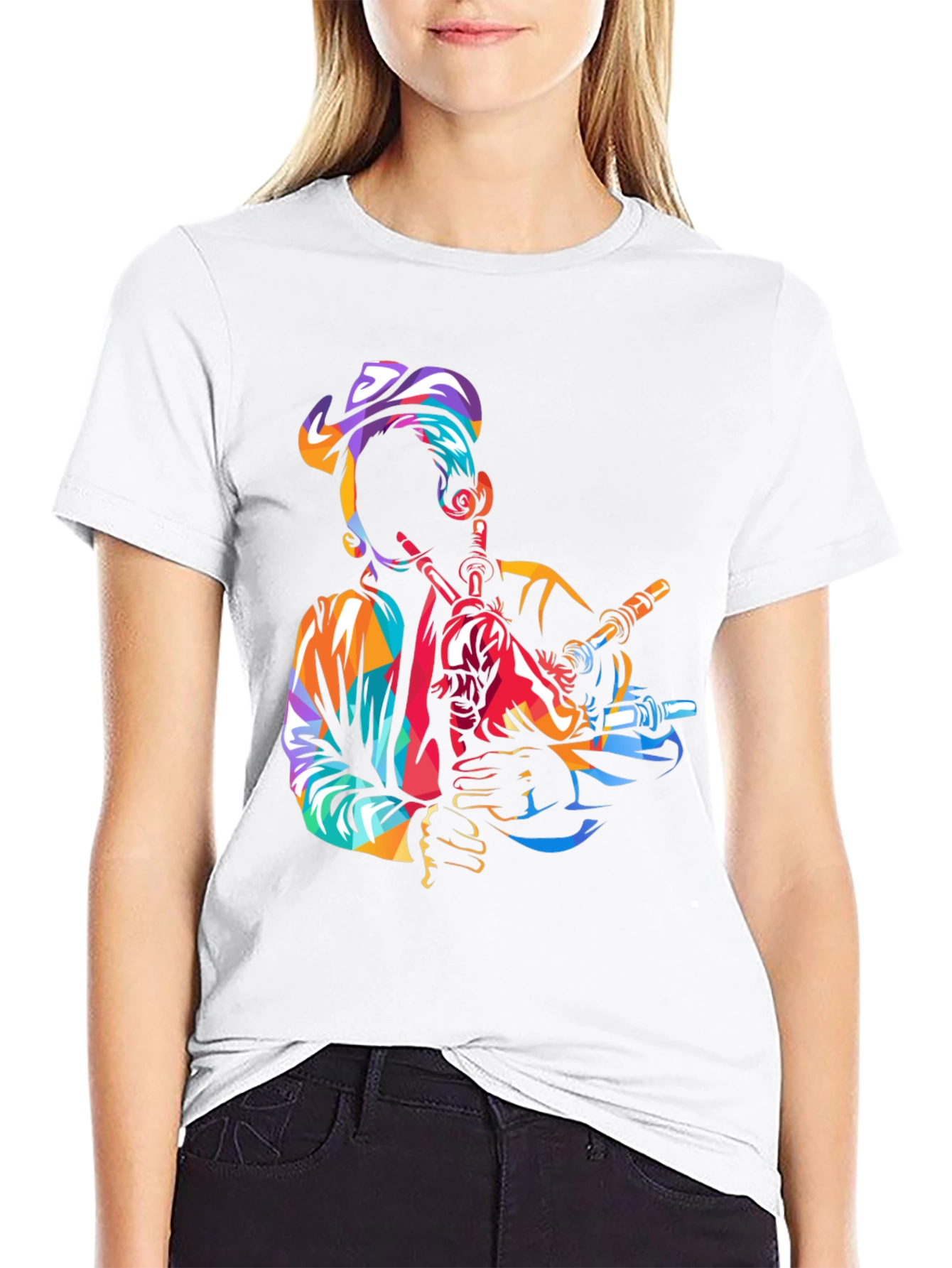 Bagpiper Graphic Tee - Black Cotton T-Shirt