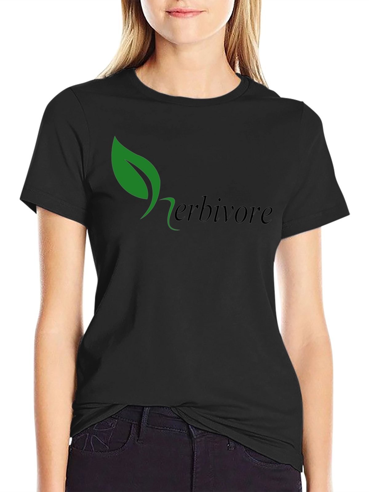 Herbivore Green Leaf Black T-Shirt