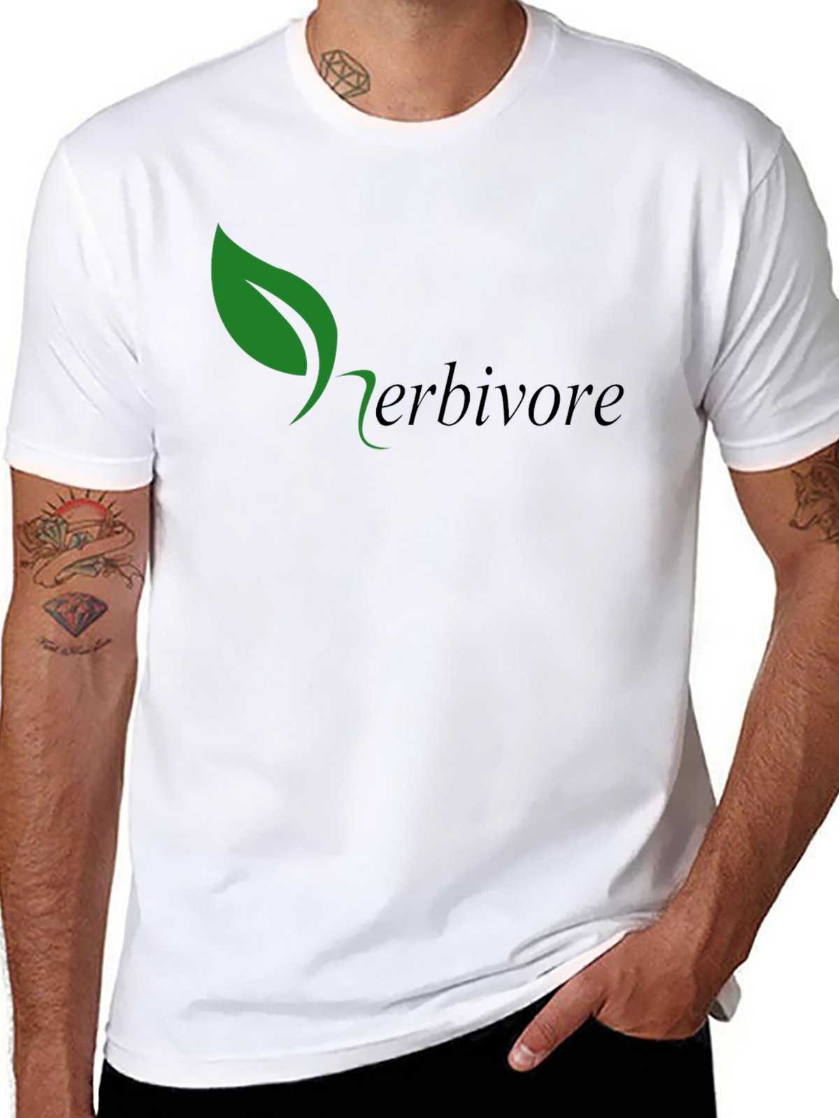 Herbivore Green Leaf Black T-Shirt
