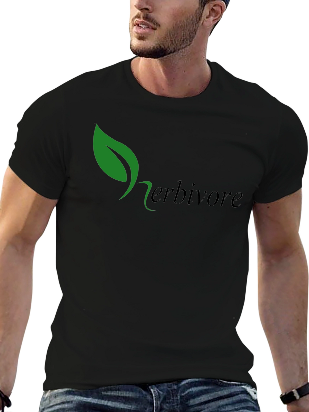 Herbivore Green Leaf Black T-Shirt
