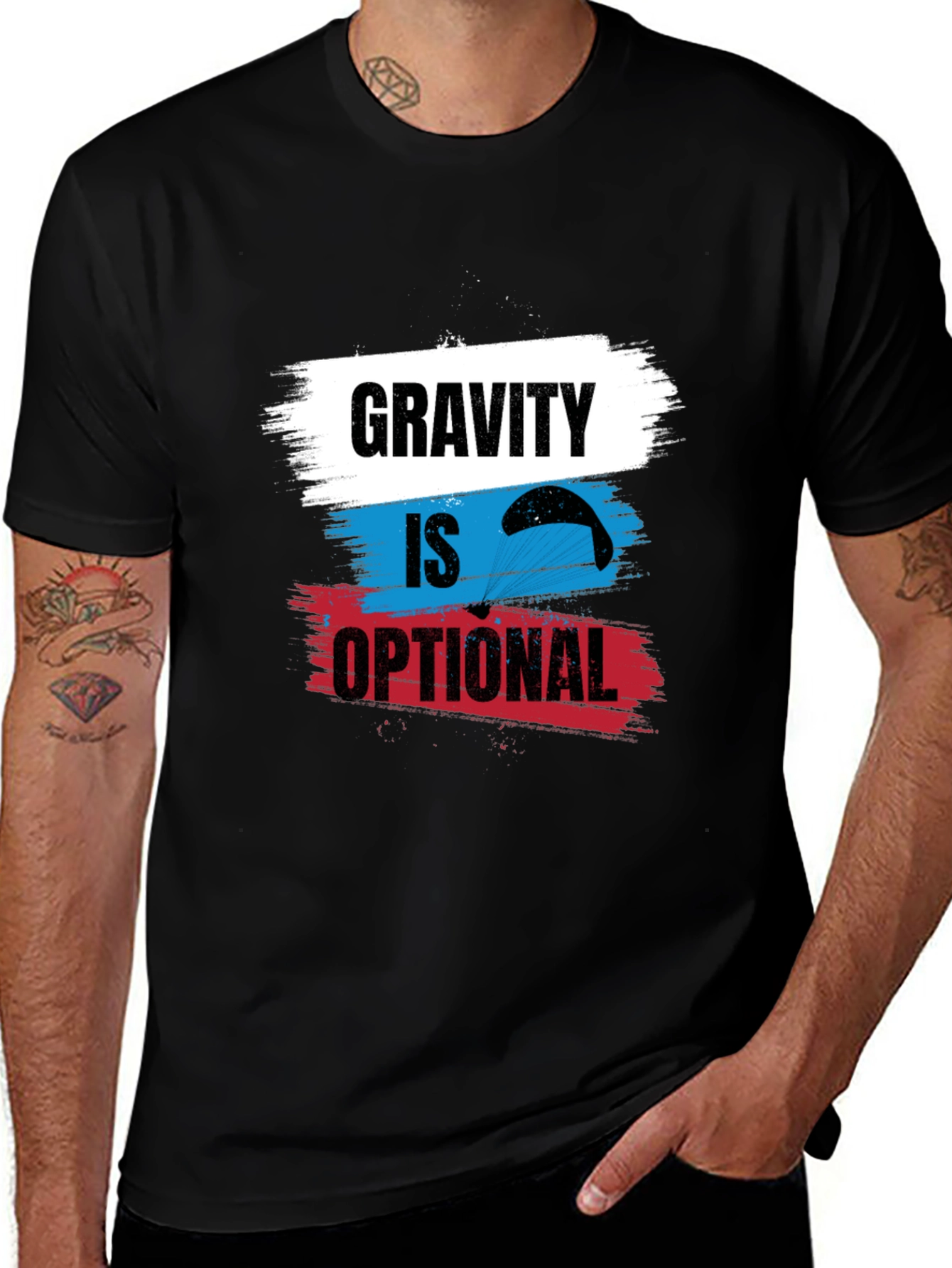 Gravity is Optional T-Shirt - Parachute Design