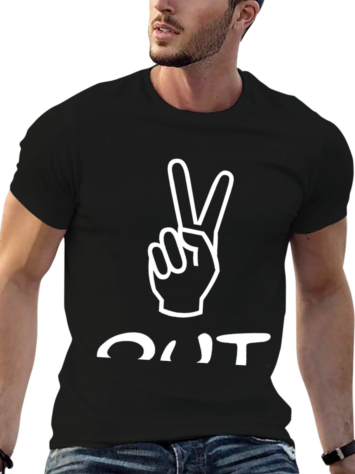Peace Out Black Graphic Tee