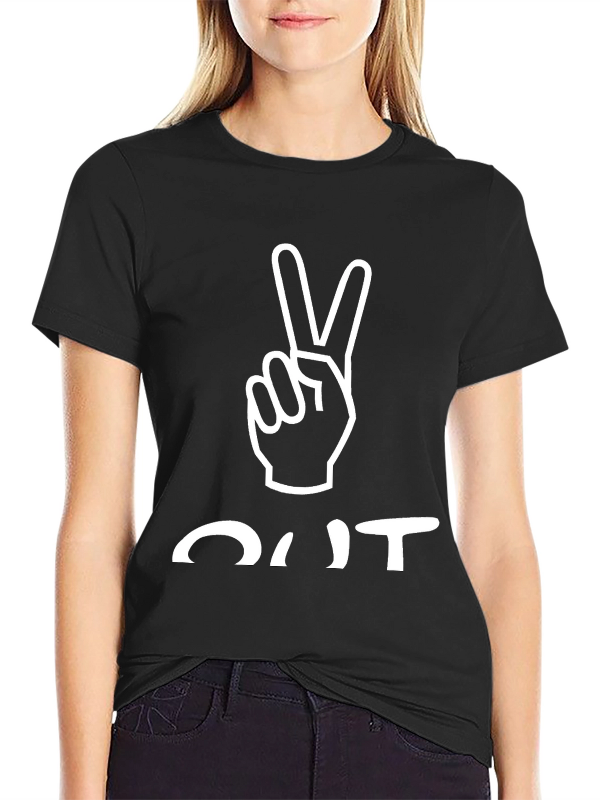 Peace Out Black Graphic Tee