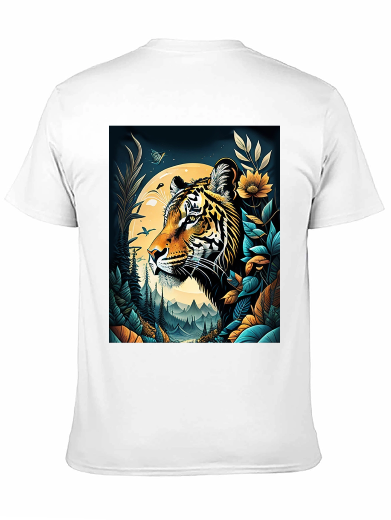 Tiger Graphic Print Crew Neck T-Shirt