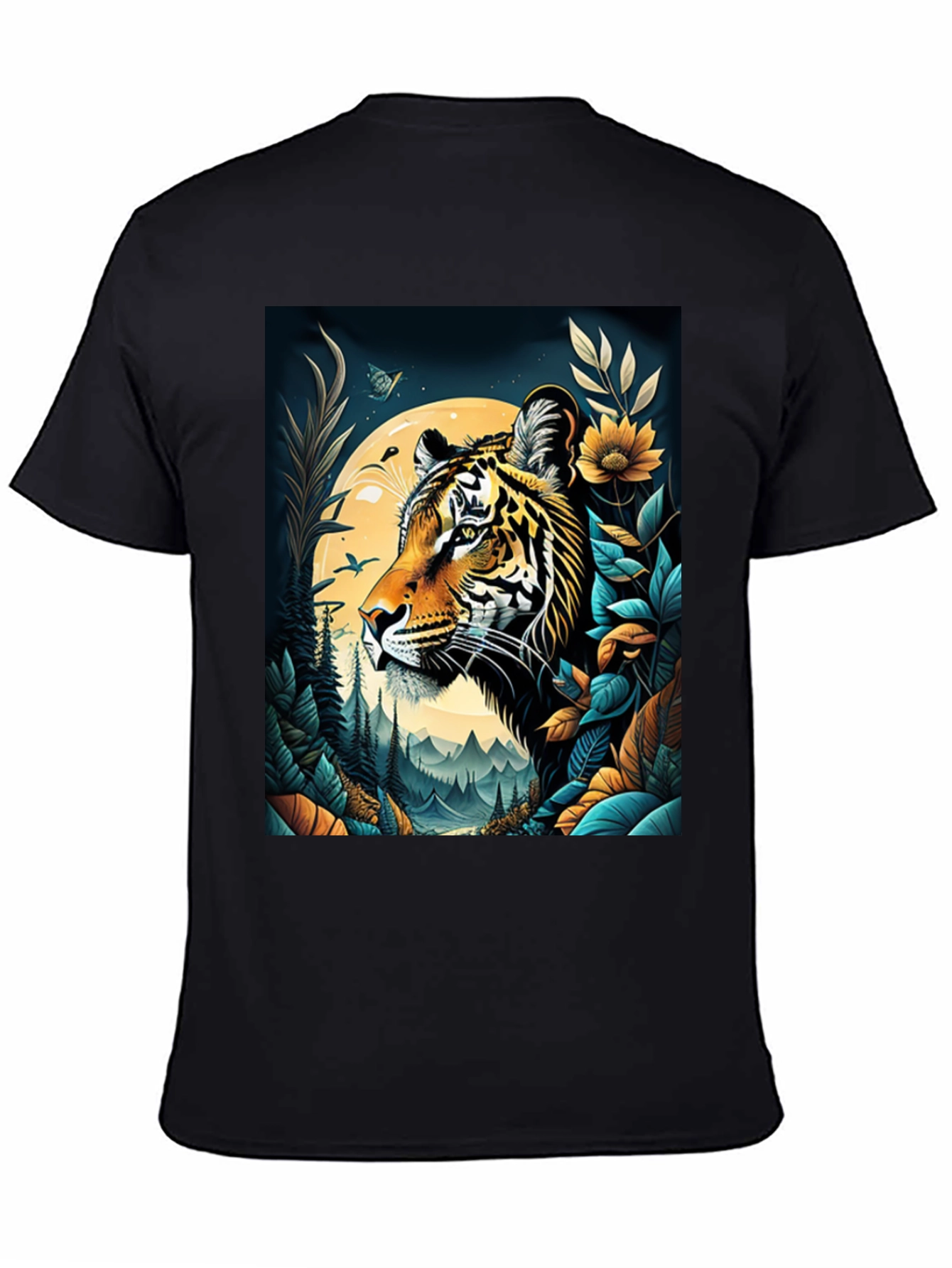 Tiger Graphic Print Crew Neck T-Shirt