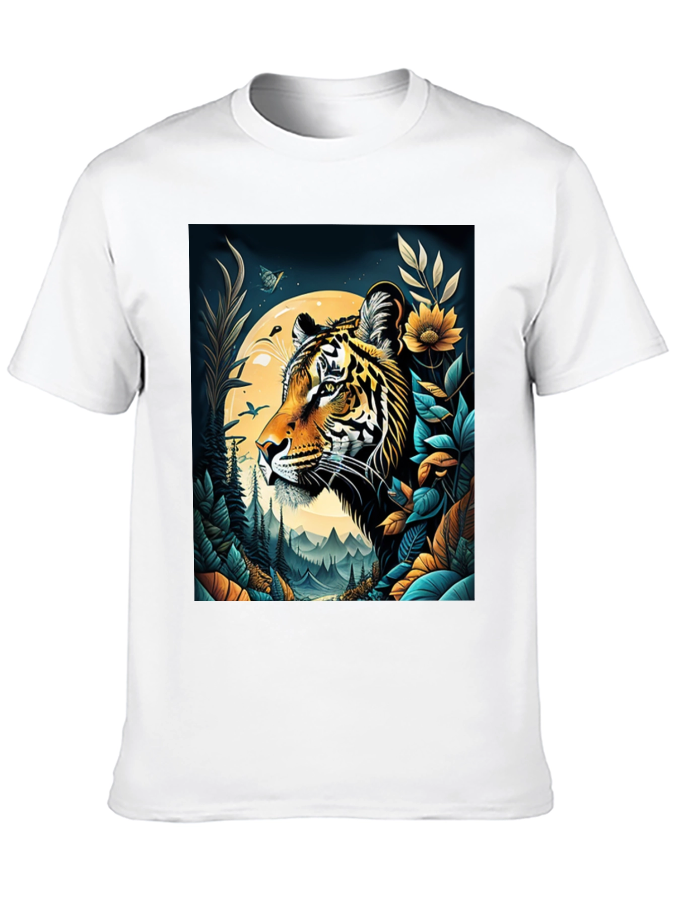 Tiger Graphic Print Crew Neck T-Shirt