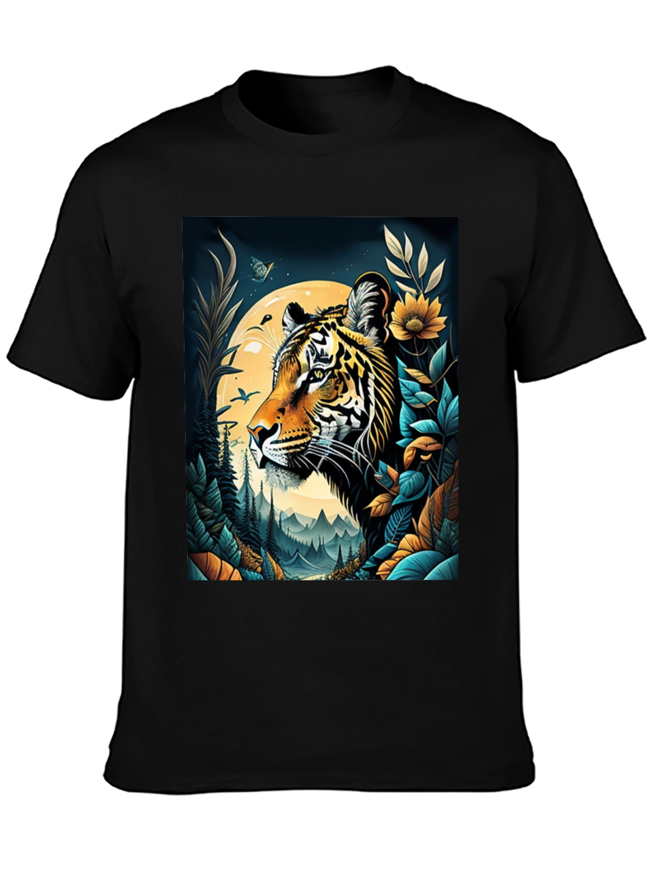 Tiger Graphic Print Crew Neck T-Shirt