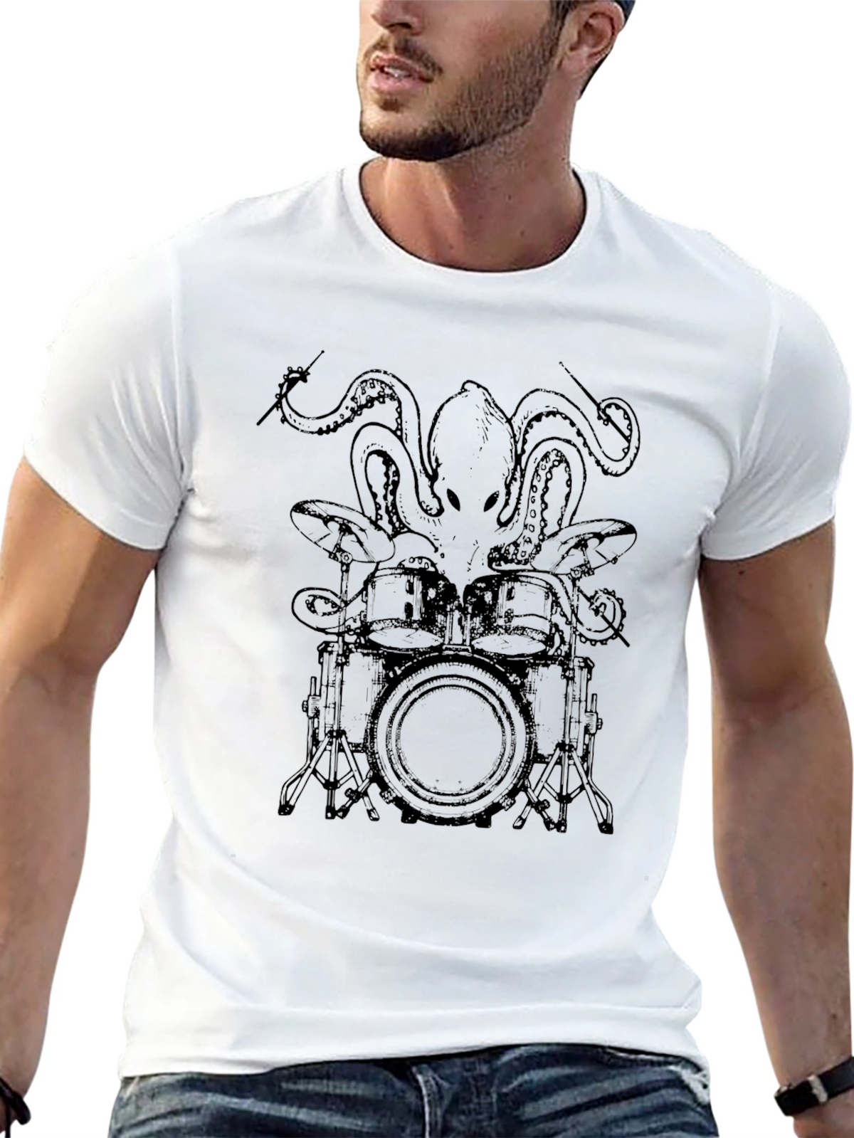 Octopus Drummer Graphic Tee - Cool Music Lover T-Shirt