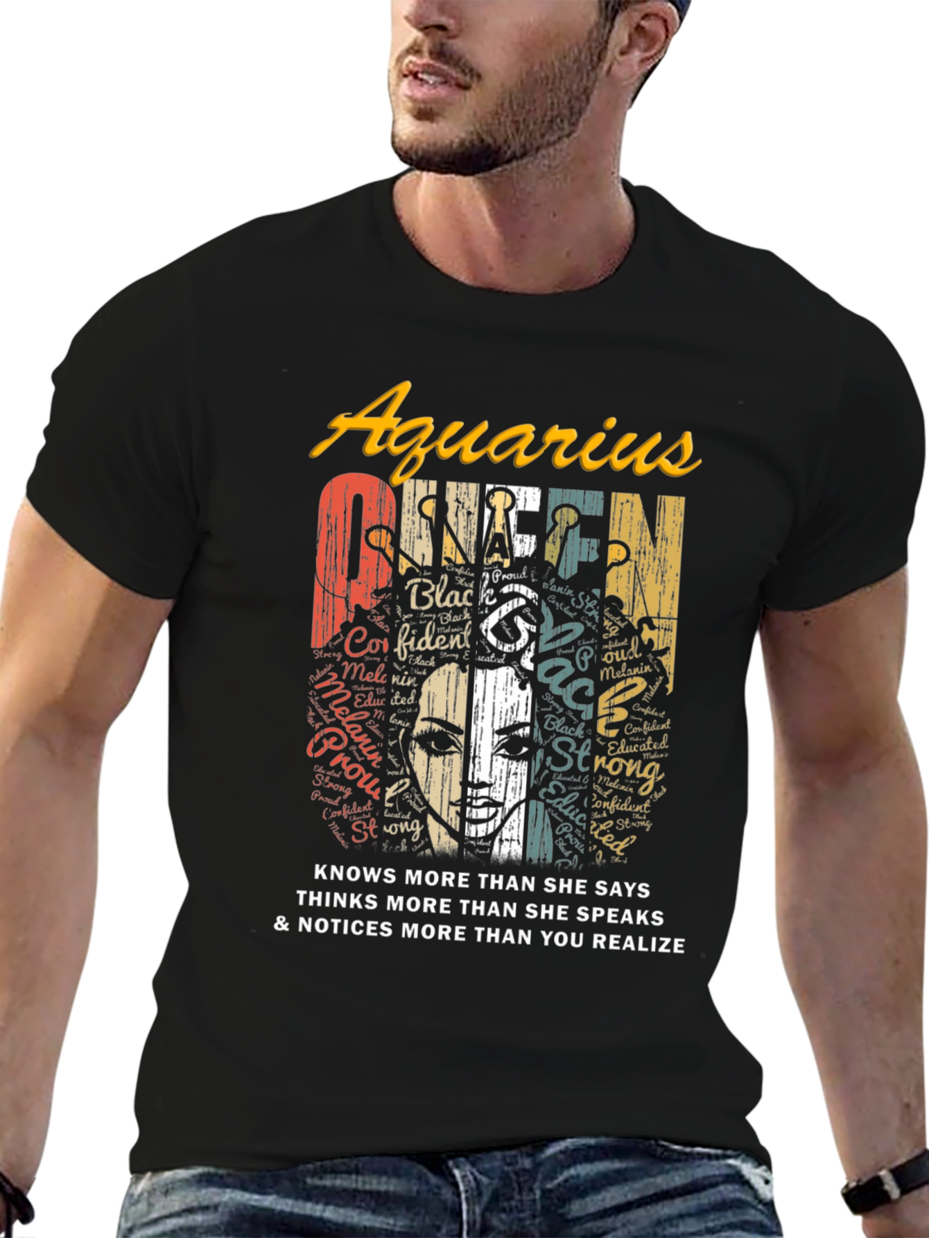 Aquarius Queen Black T-Shirt