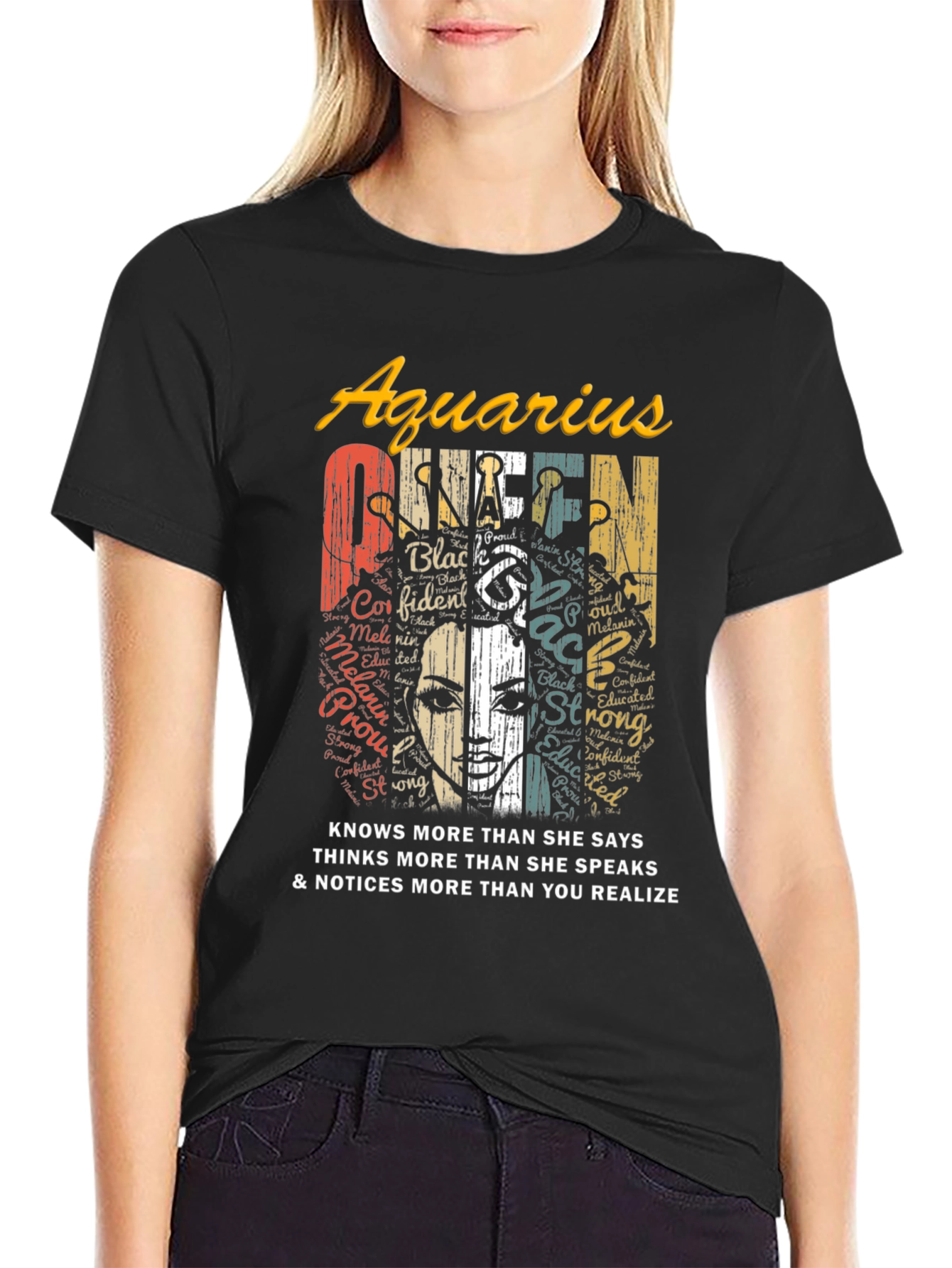 Aquarius Queen Black T-Shirt