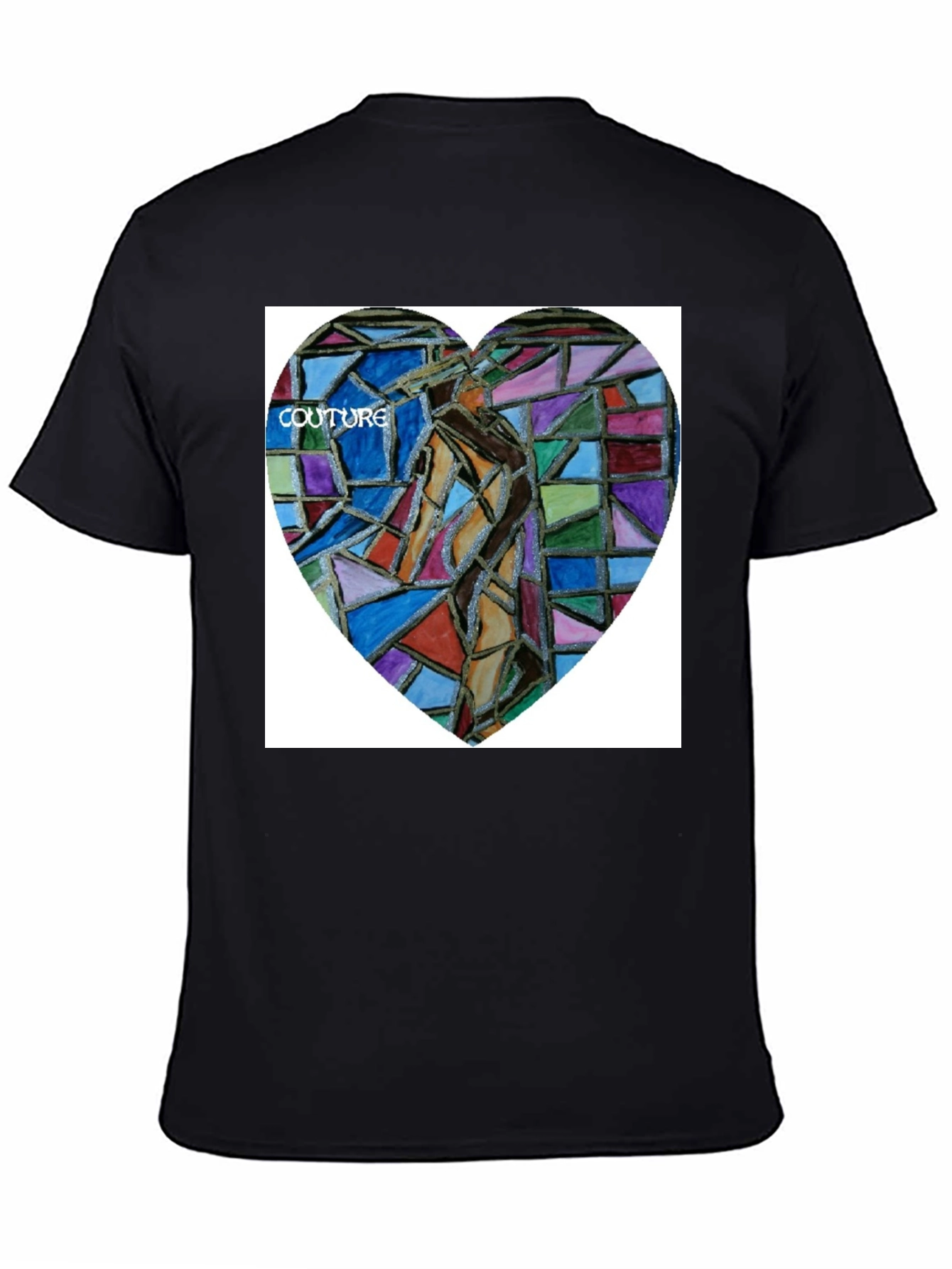 Unique Art Heart Graphic Black T-Shirt
