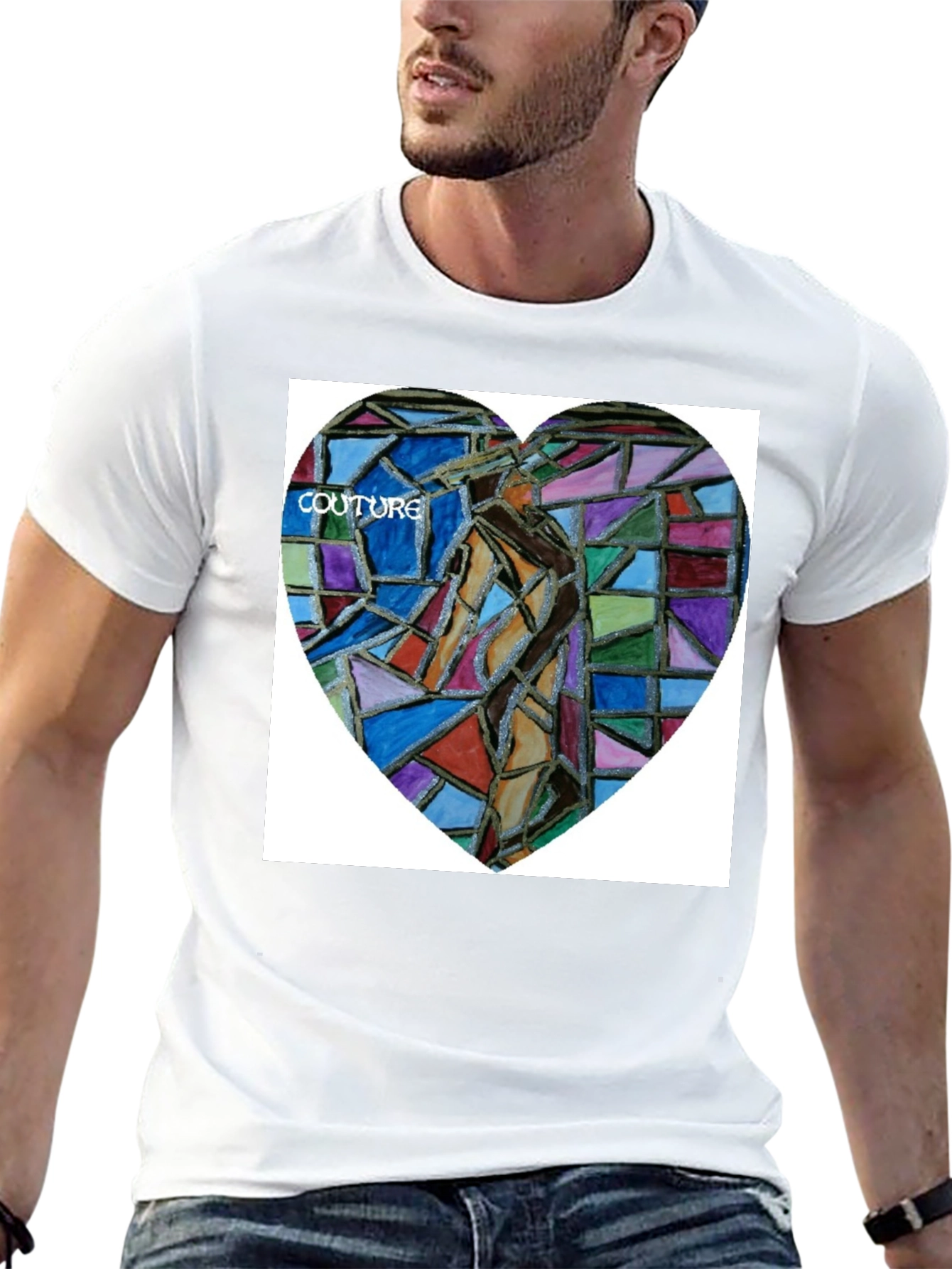 Unique Art Heart Graphic Black T-Shirt