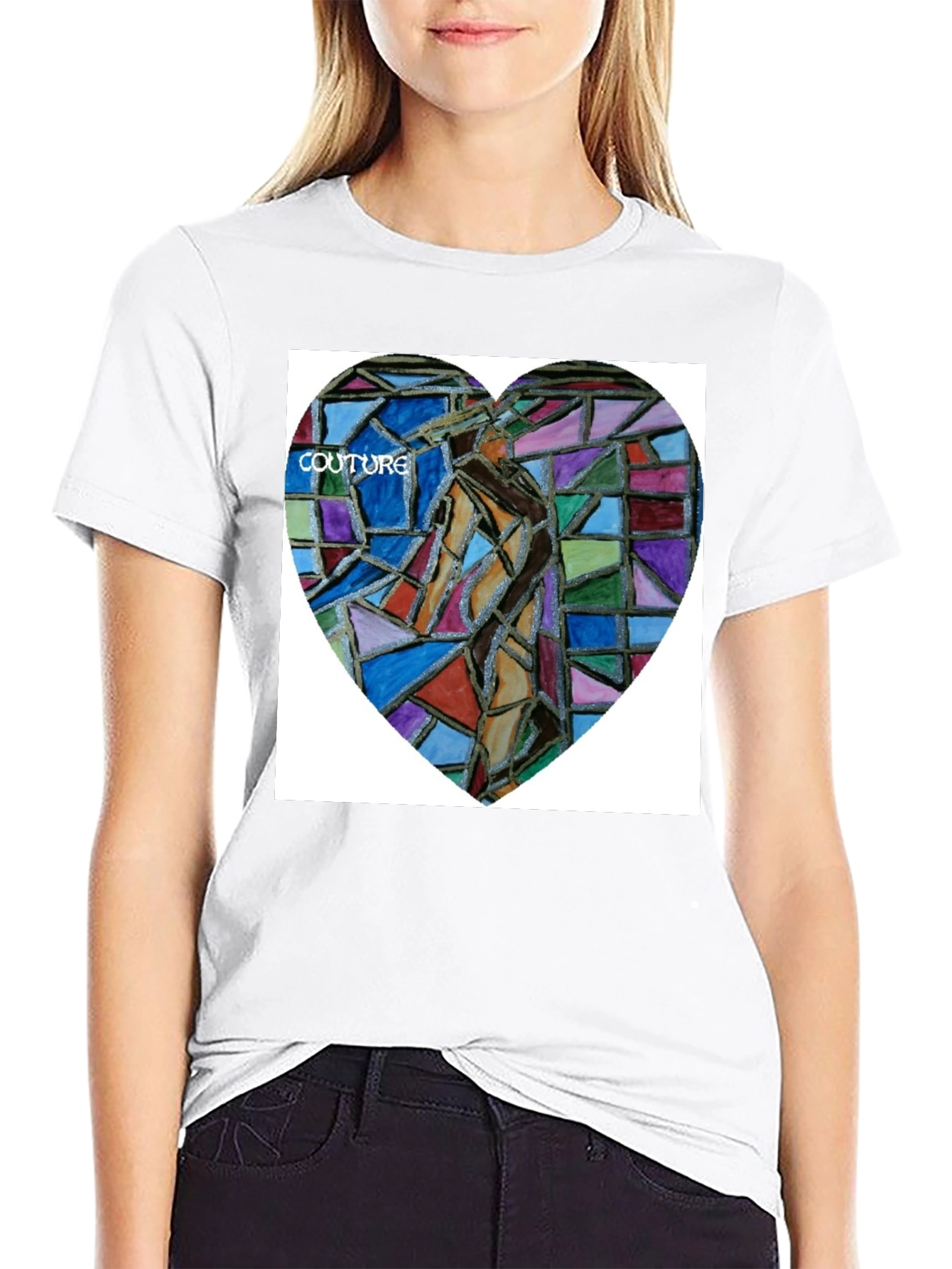 Unique Art Heart Graphic Black T-Shirt