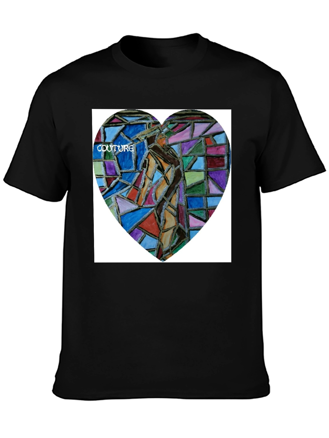 Unique Art Heart Graphic Black T-Shirt