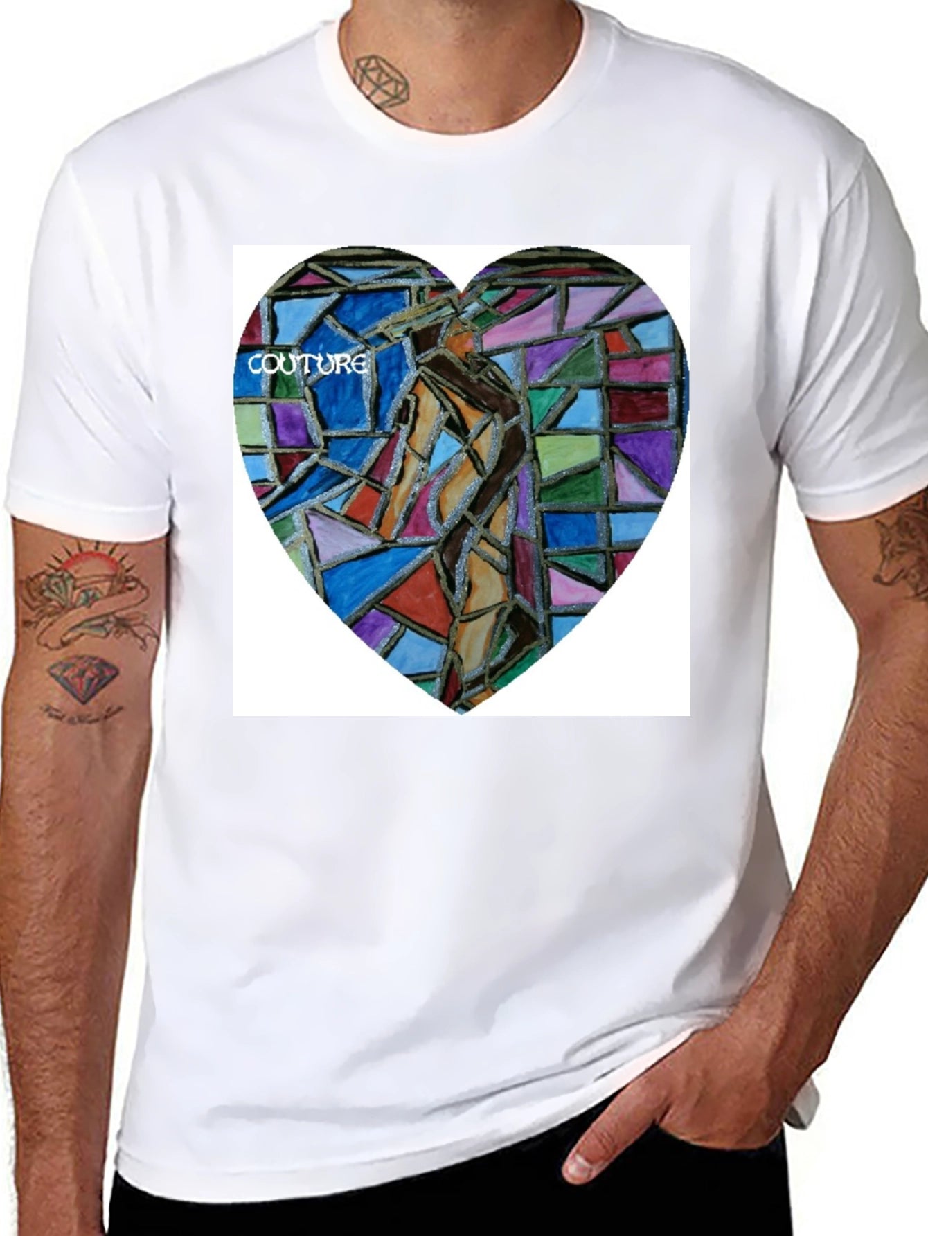 Unique Art Heart Graphic Black T-Shirt