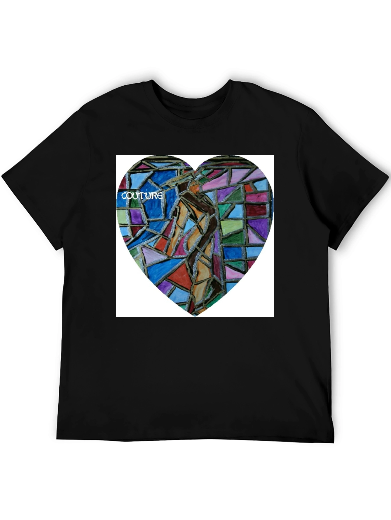 Unique Art Heart Graphic Black T-Shirt