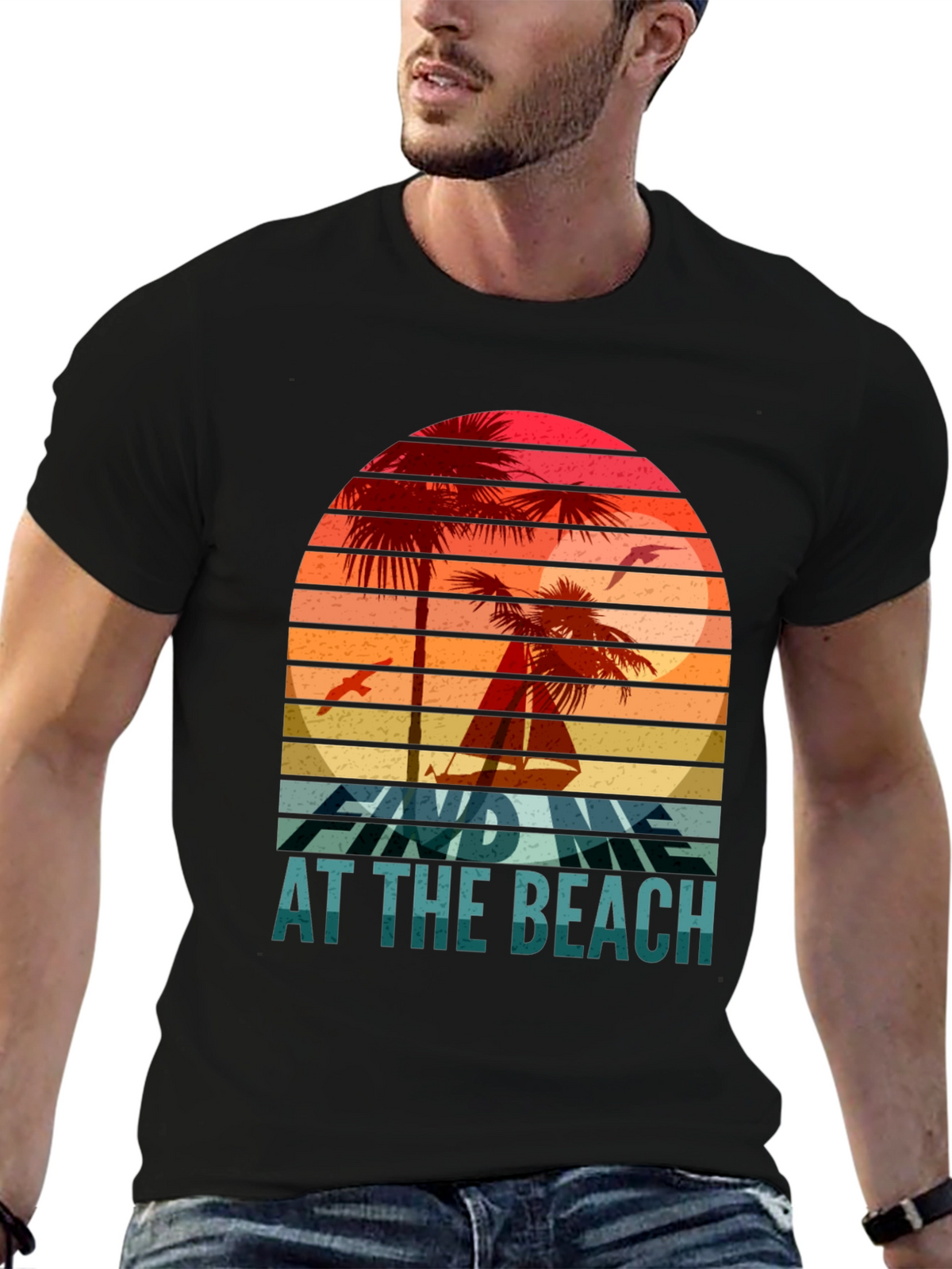 Find Me at the Beach T-Shirt Retro Summer Vibes