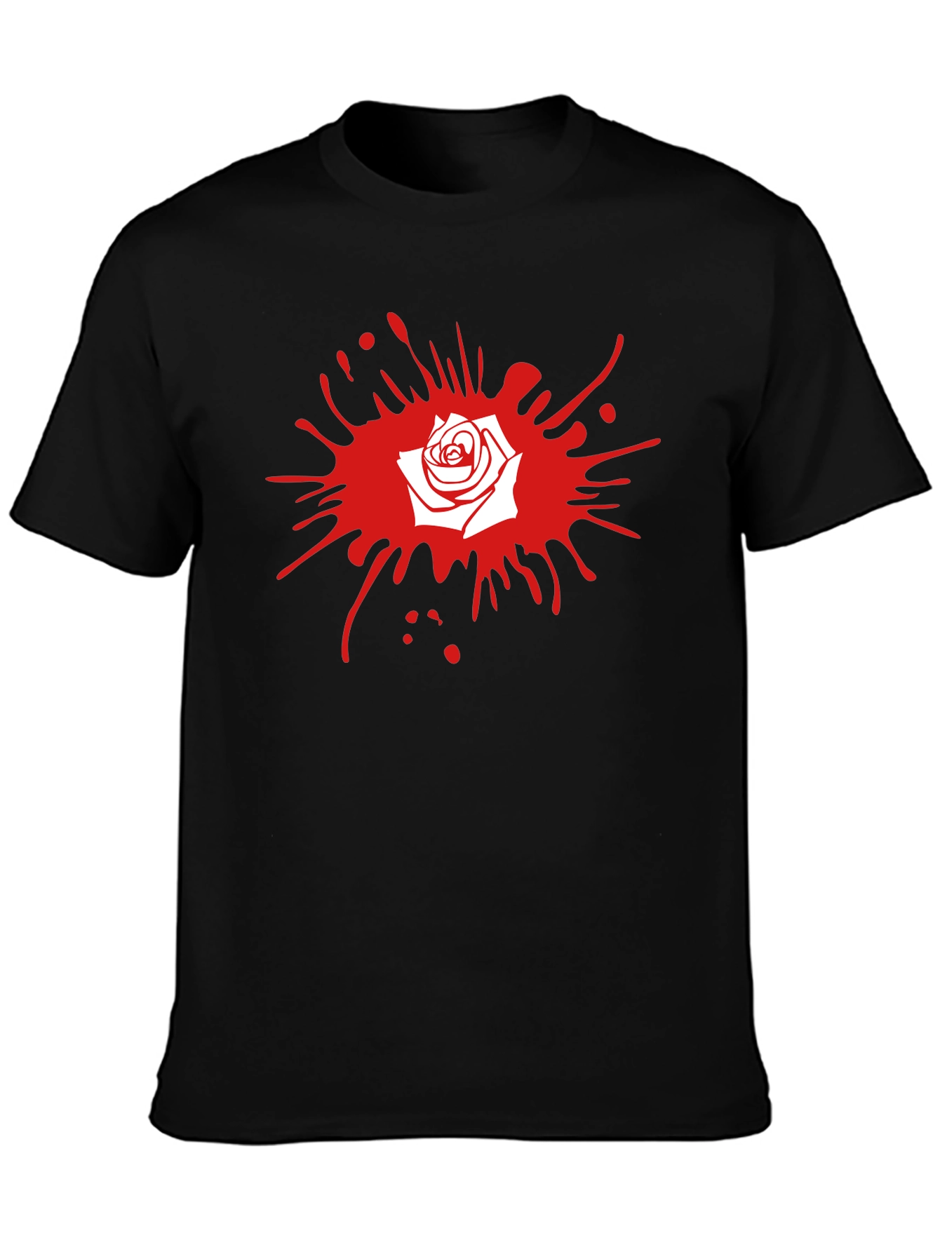Rose Splash Graphic Tee - Stylish Black T-Shirt