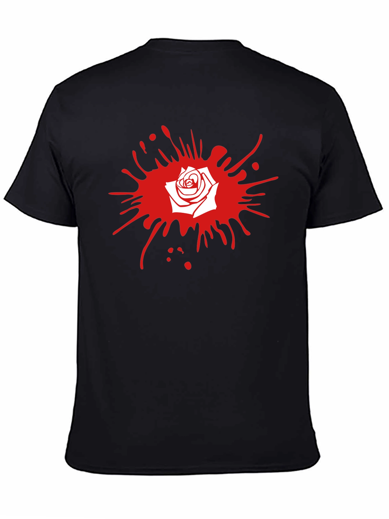 Rose Splash Graphic Tee - Stylish Black T-Shirt