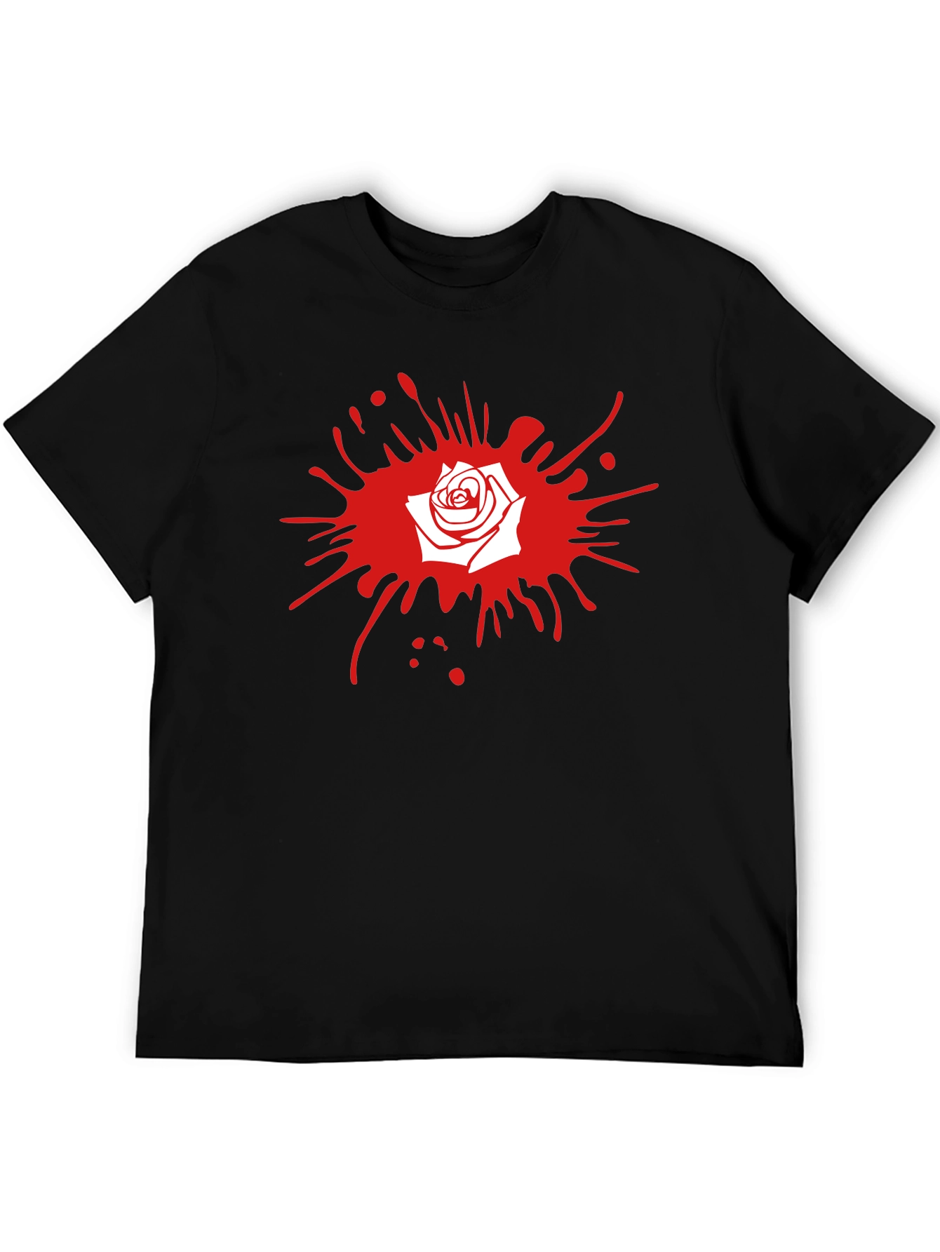 Rose Splash Graphic Tee - Stylish Black T-Shirt