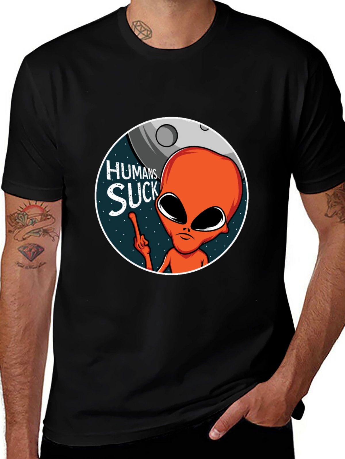 Humans Suck Alien Graphic T-Shirt