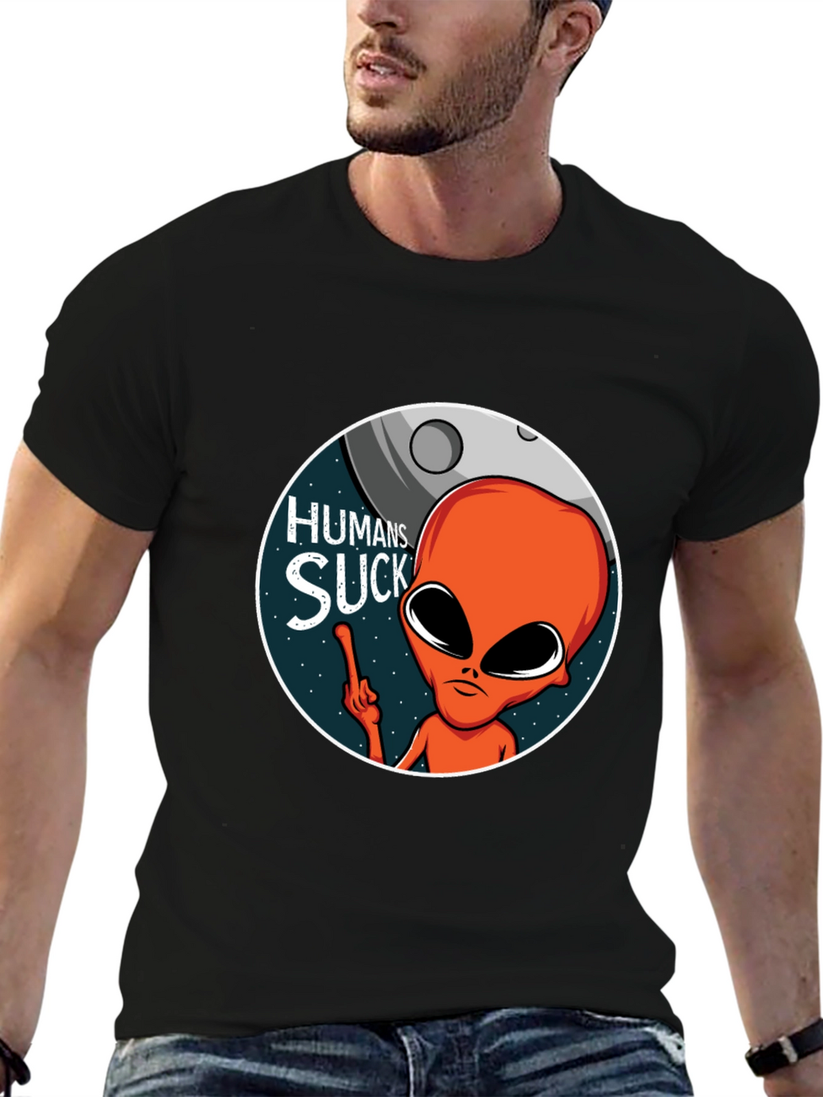 Humans Suck Alien Graphic T-Shirt