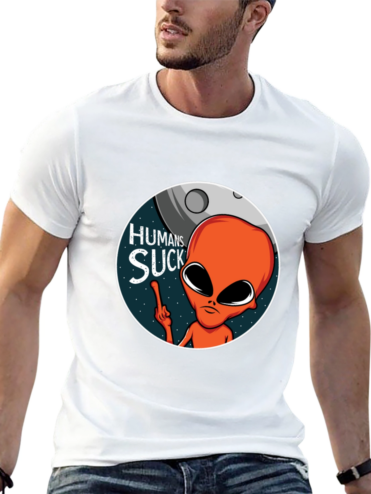 Humans Suck Alien Graphic T-Shirt