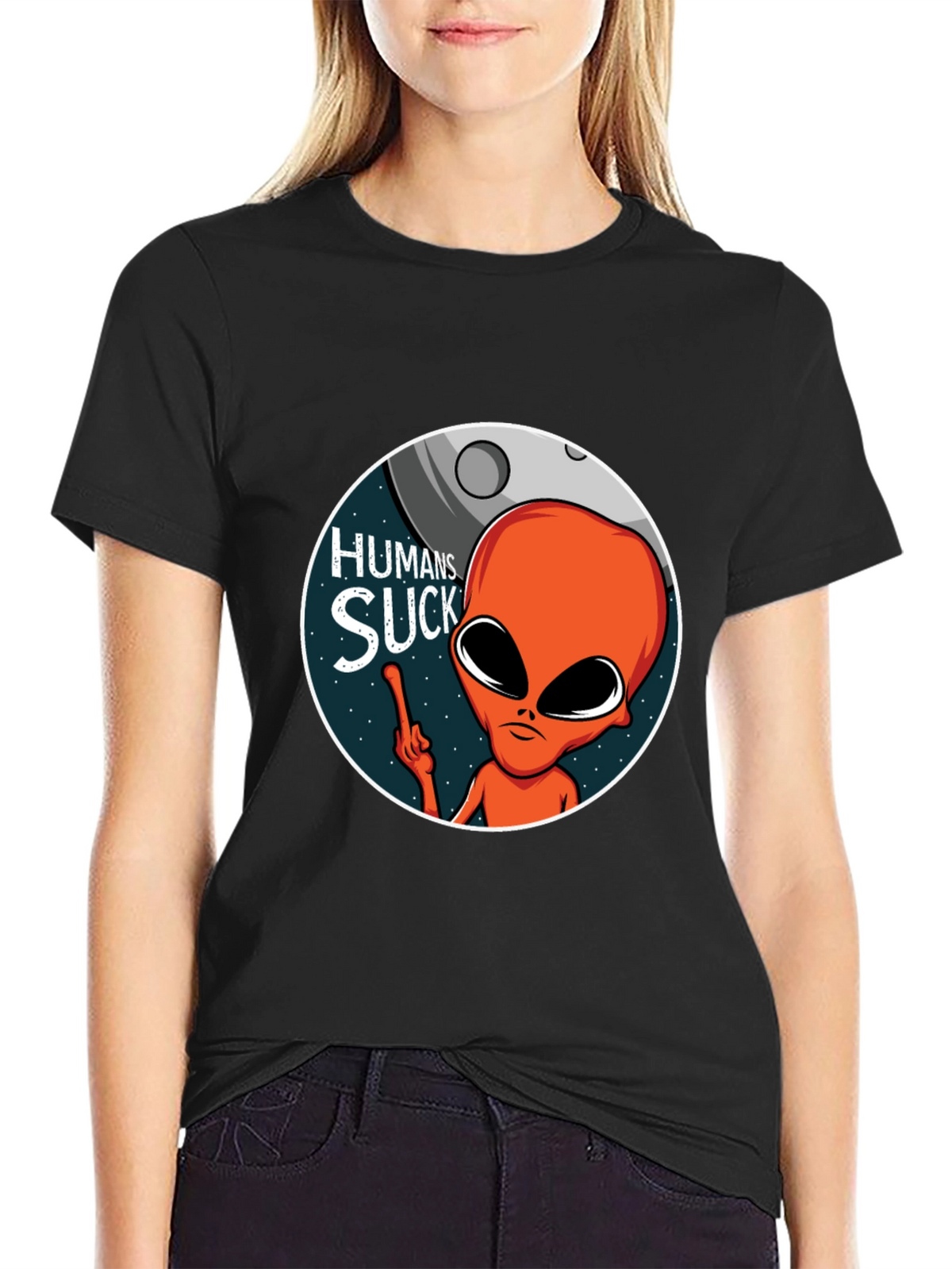 Humans Suck Alien Graphic T-Shirt