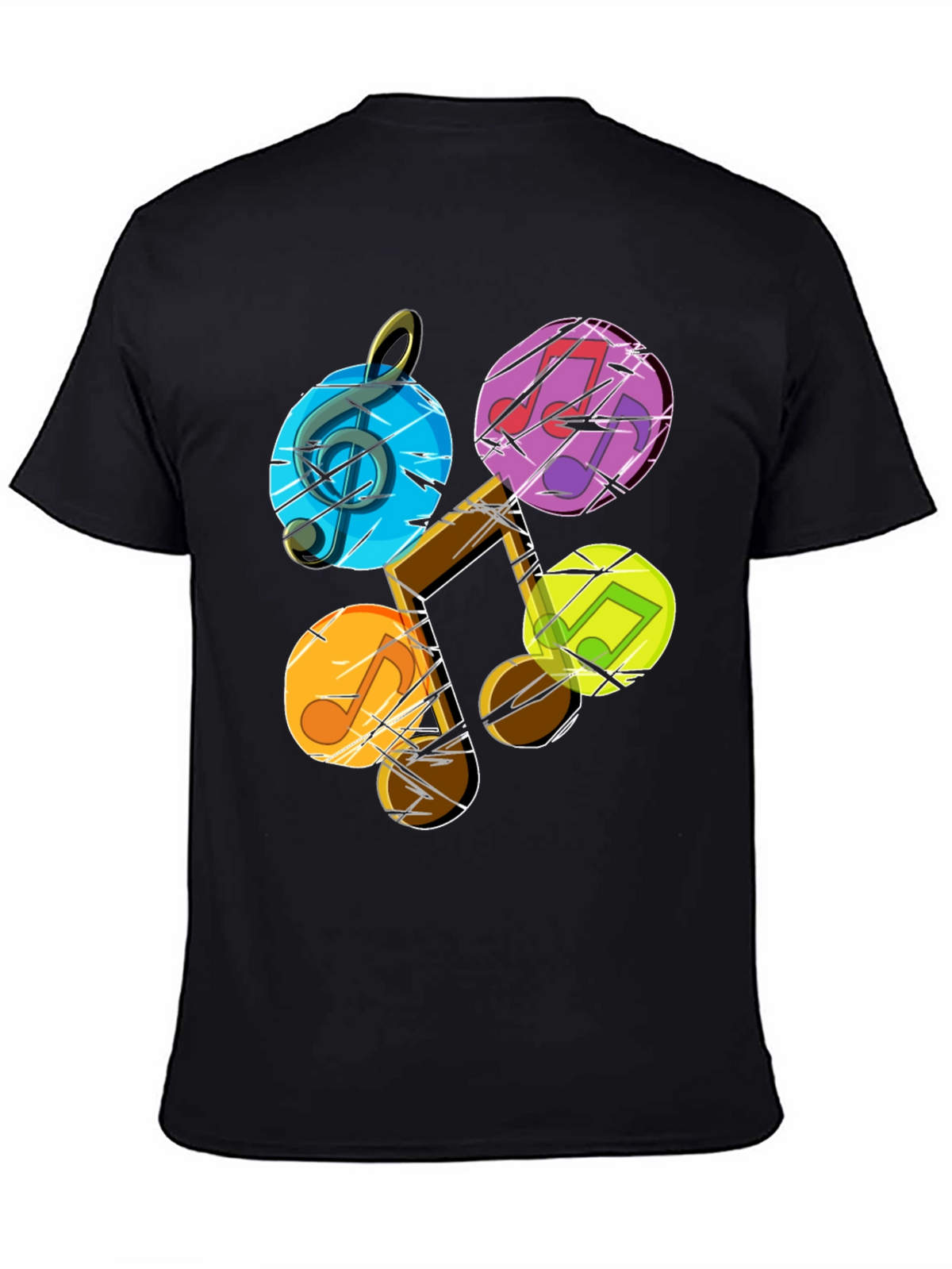 Musical Note Graphic Tee - Stylish Mens Black T-Shirt