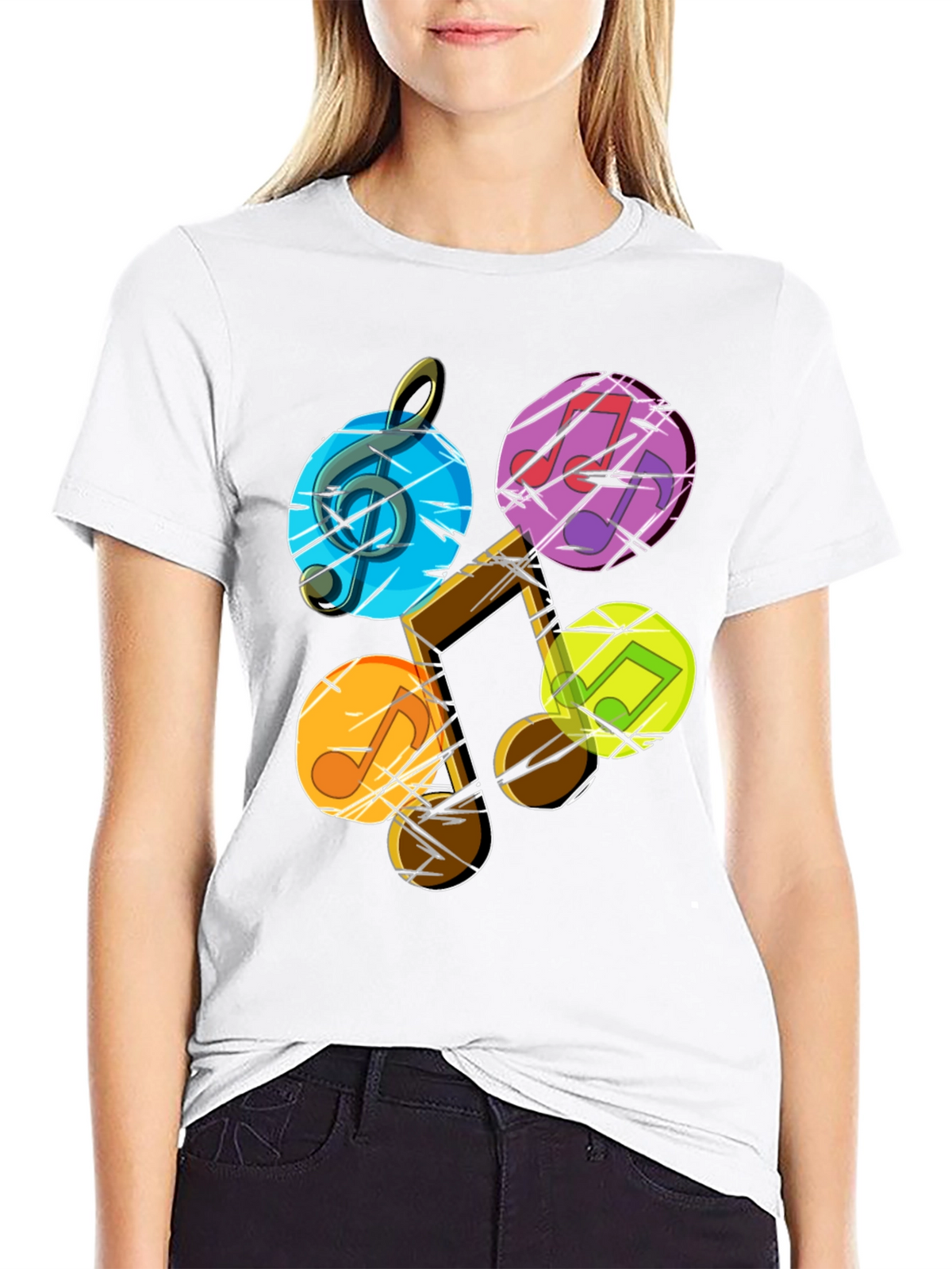 Musical Note Graphic Tee - Stylish Mens Black T-Shirt